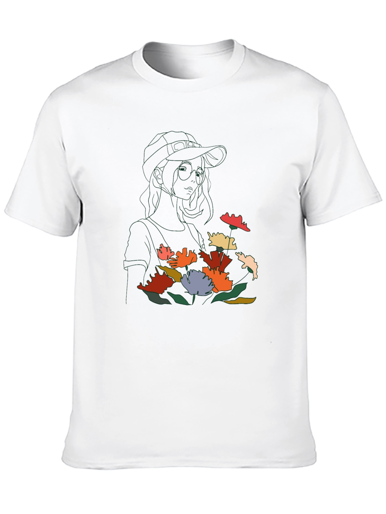 Floral Line Art Graphic Tee