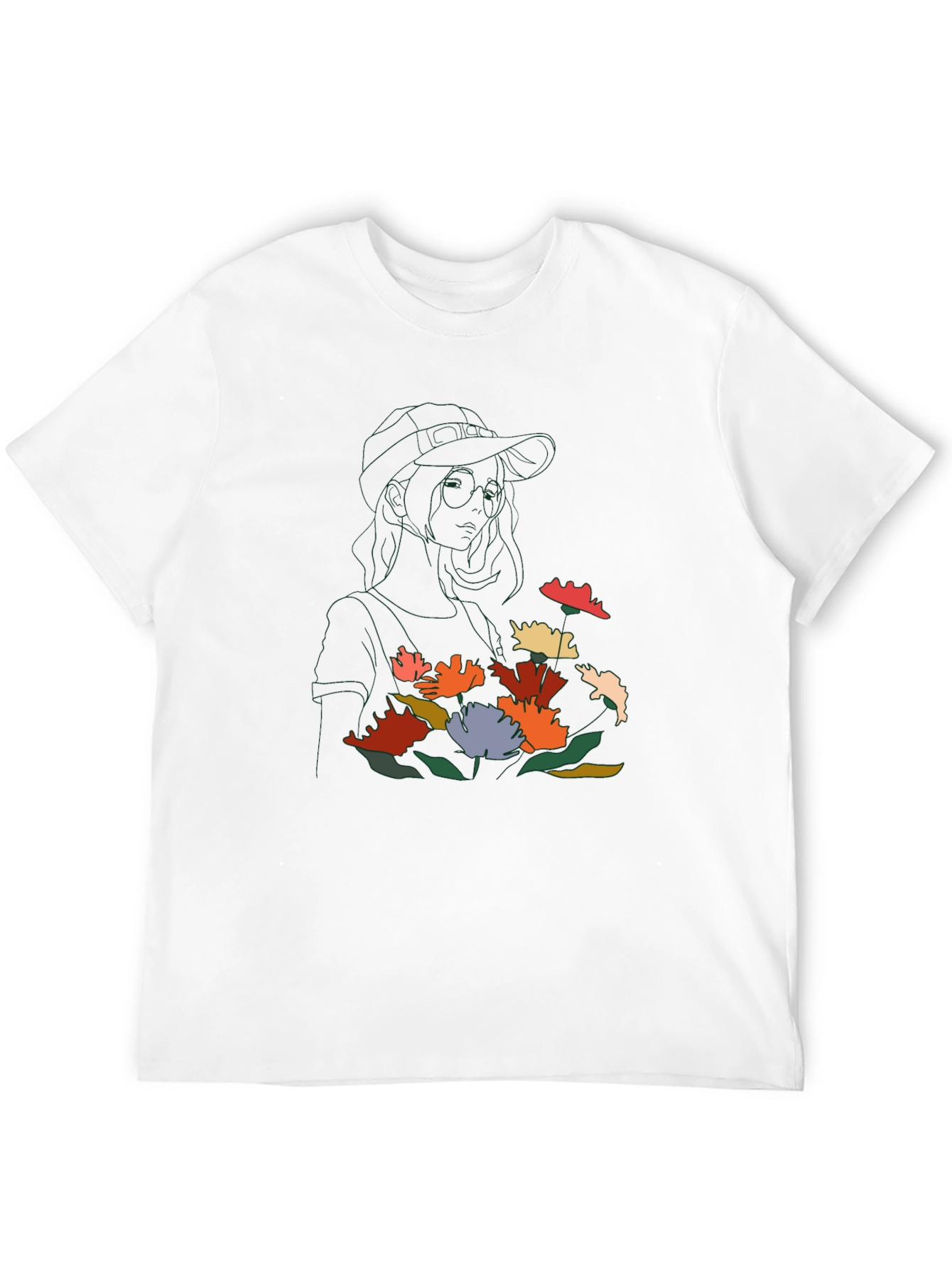 Floral Line Art Graphic Tee