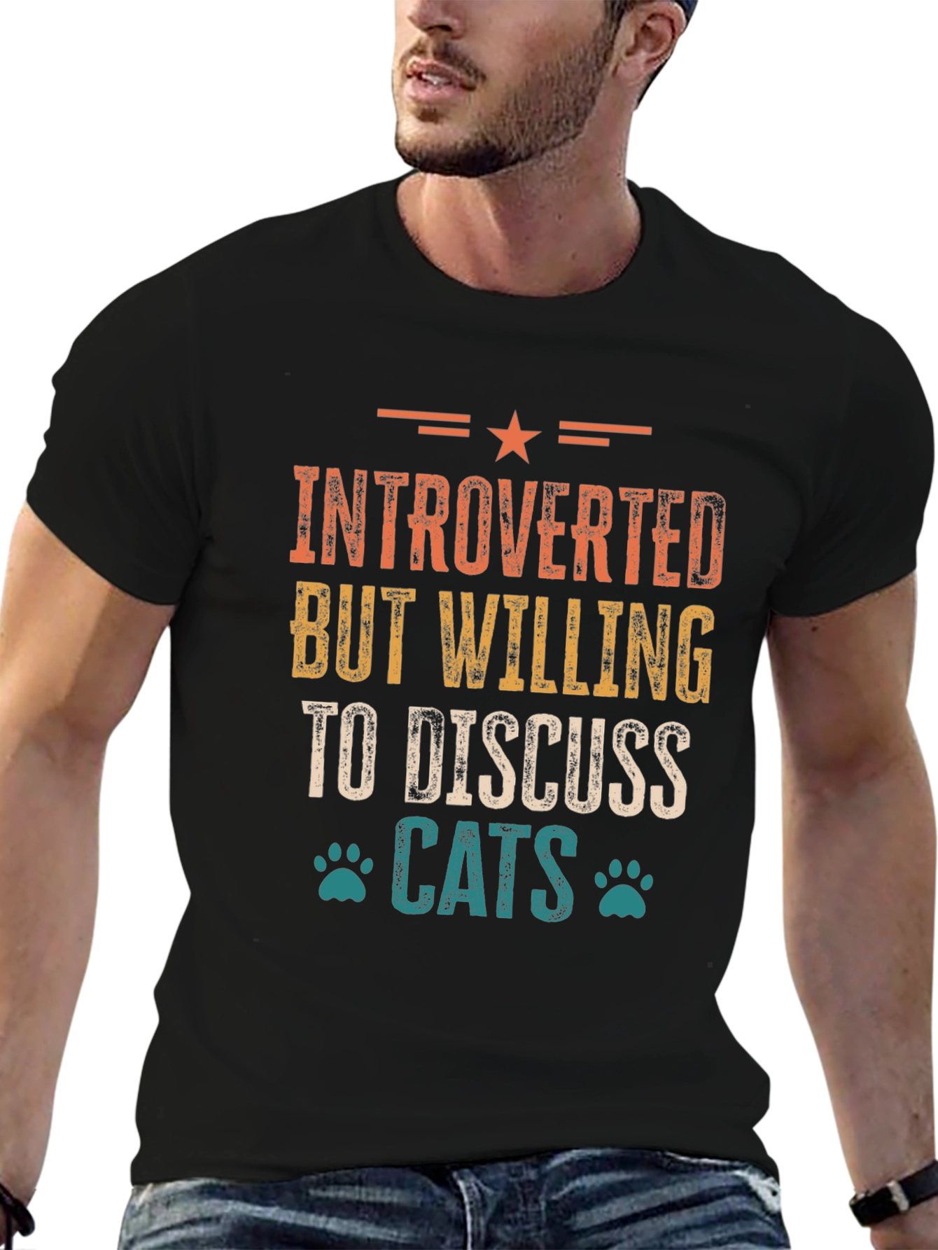 Introverted Cat Lover Graphic Tee - Discuss Cats