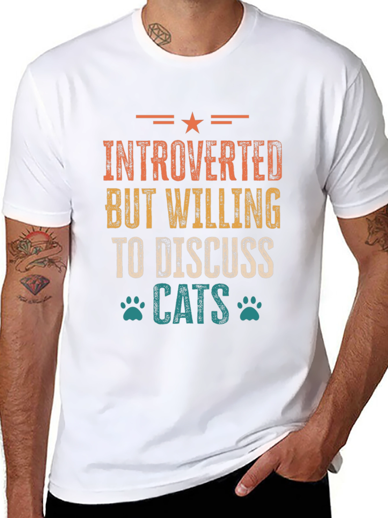 Introverted Cat Lover Graphic Tee - Discuss Cats