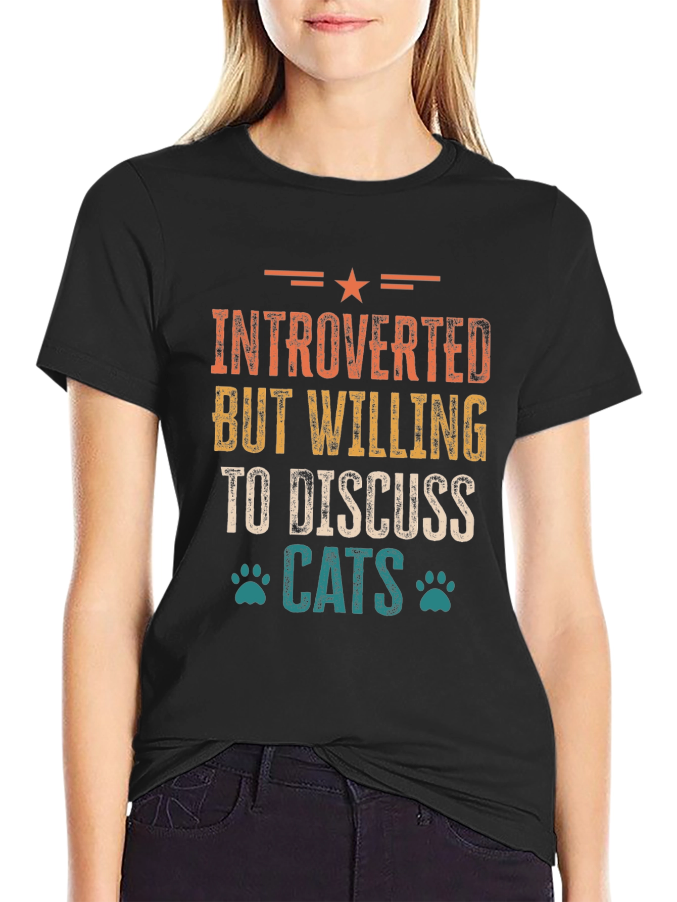 Introverted Cat Lover Graphic Tee - Discuss Cats