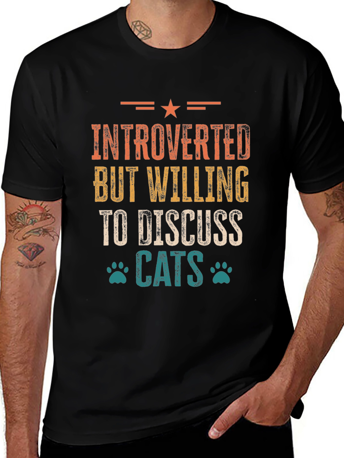 Introverted Cat Lover Graphic Tee - Discuss Cats