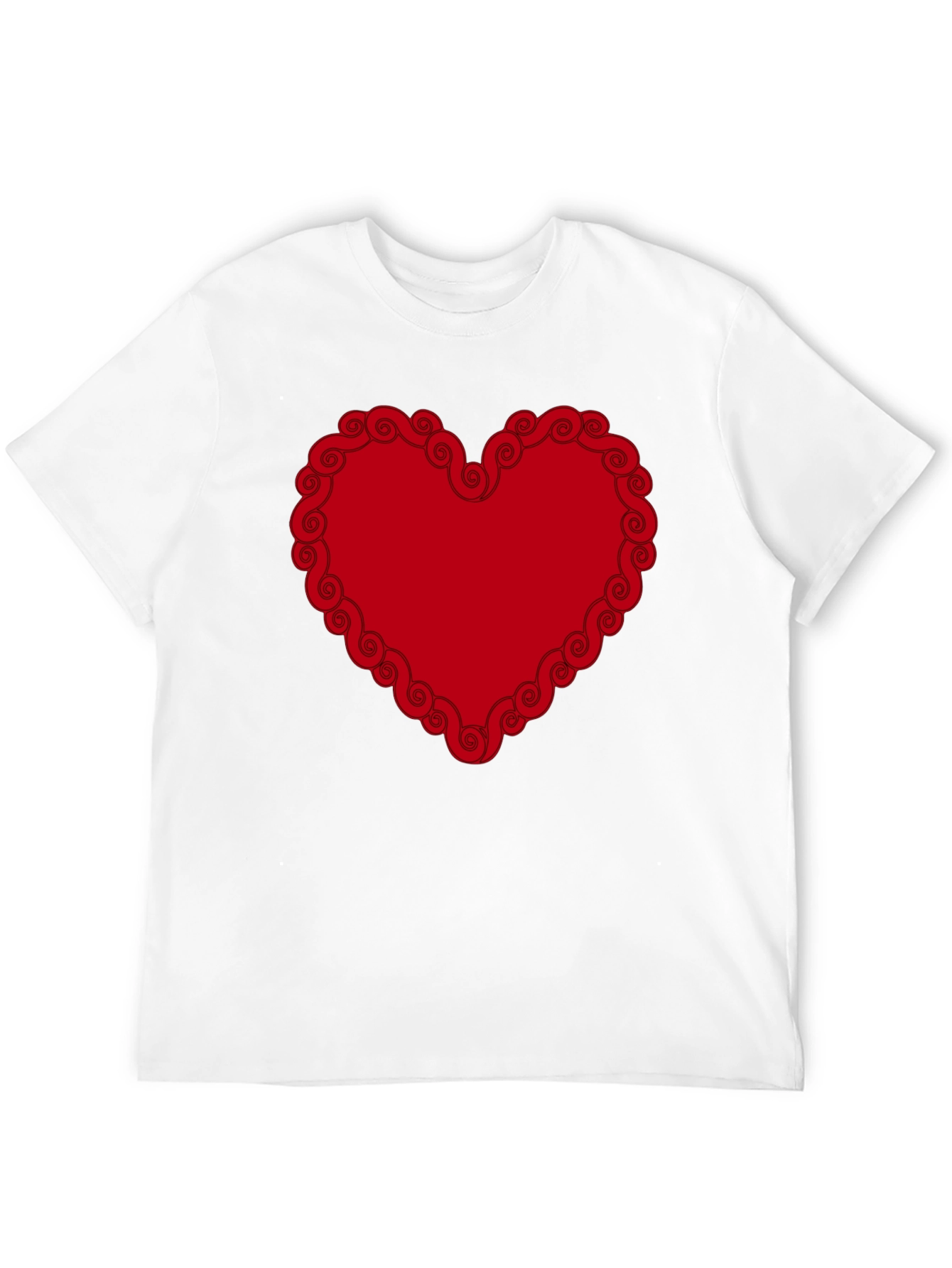 Red Heart Swirl Border Black T-Shirt