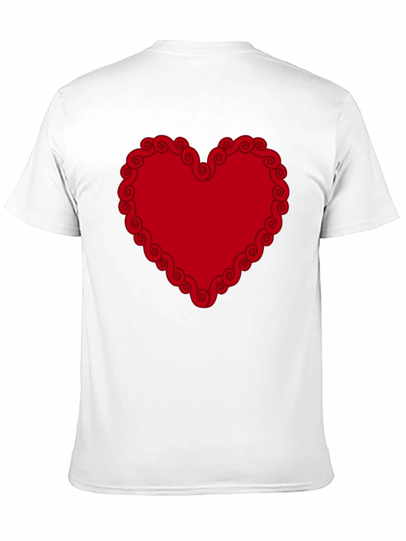Red Heart Swirl Border Black T-Shirt