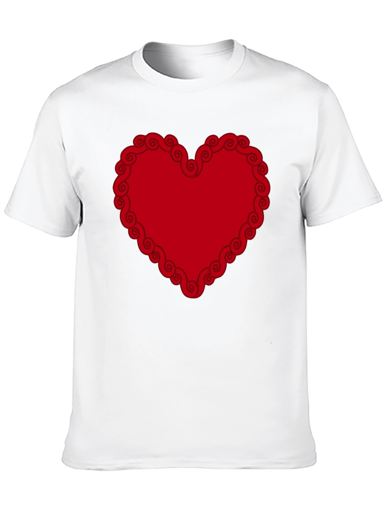 Red Heart Swirl Border Black T-Shirt