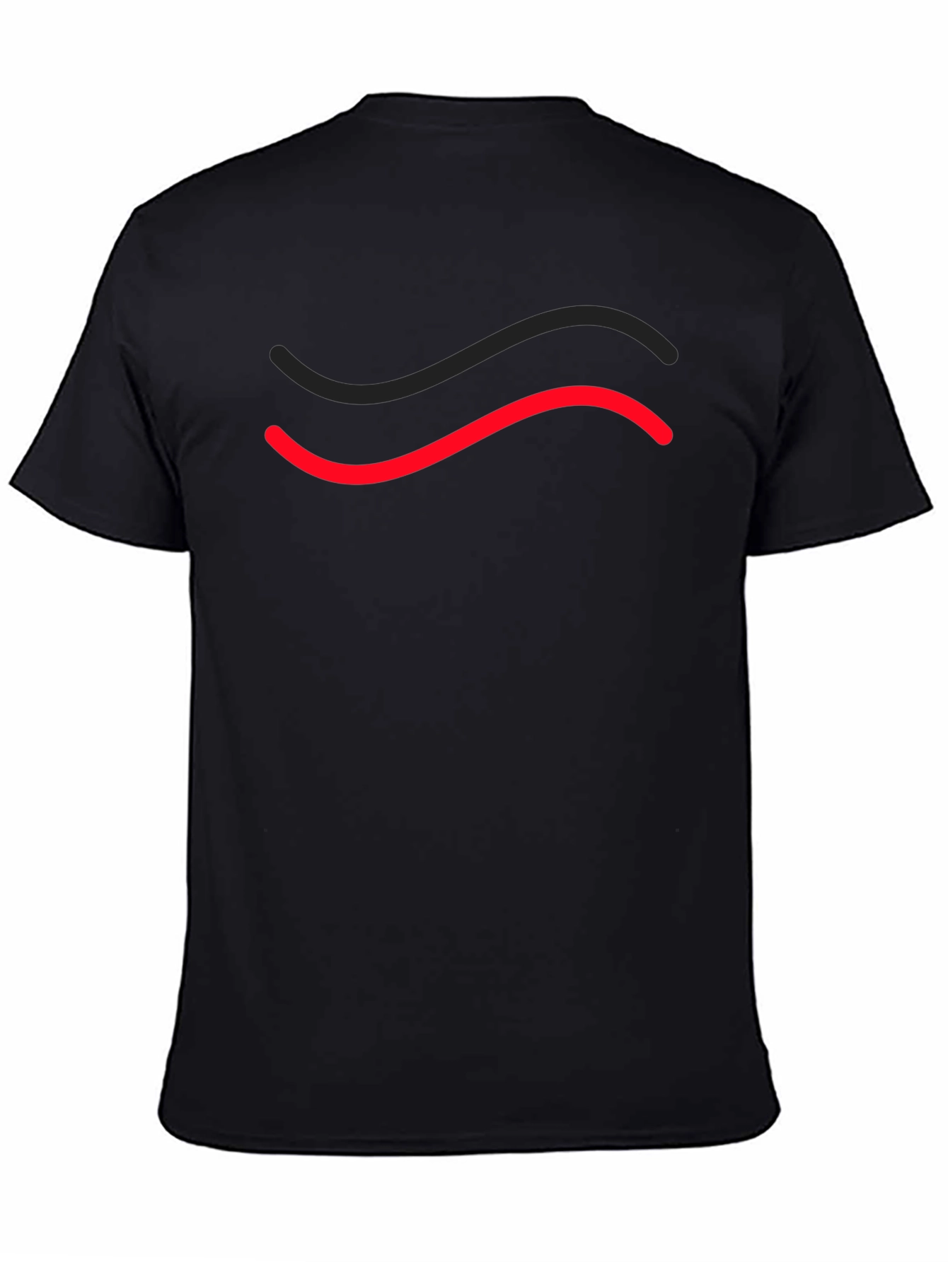 Mens Black T-Shirt with Red & Black Wave Design