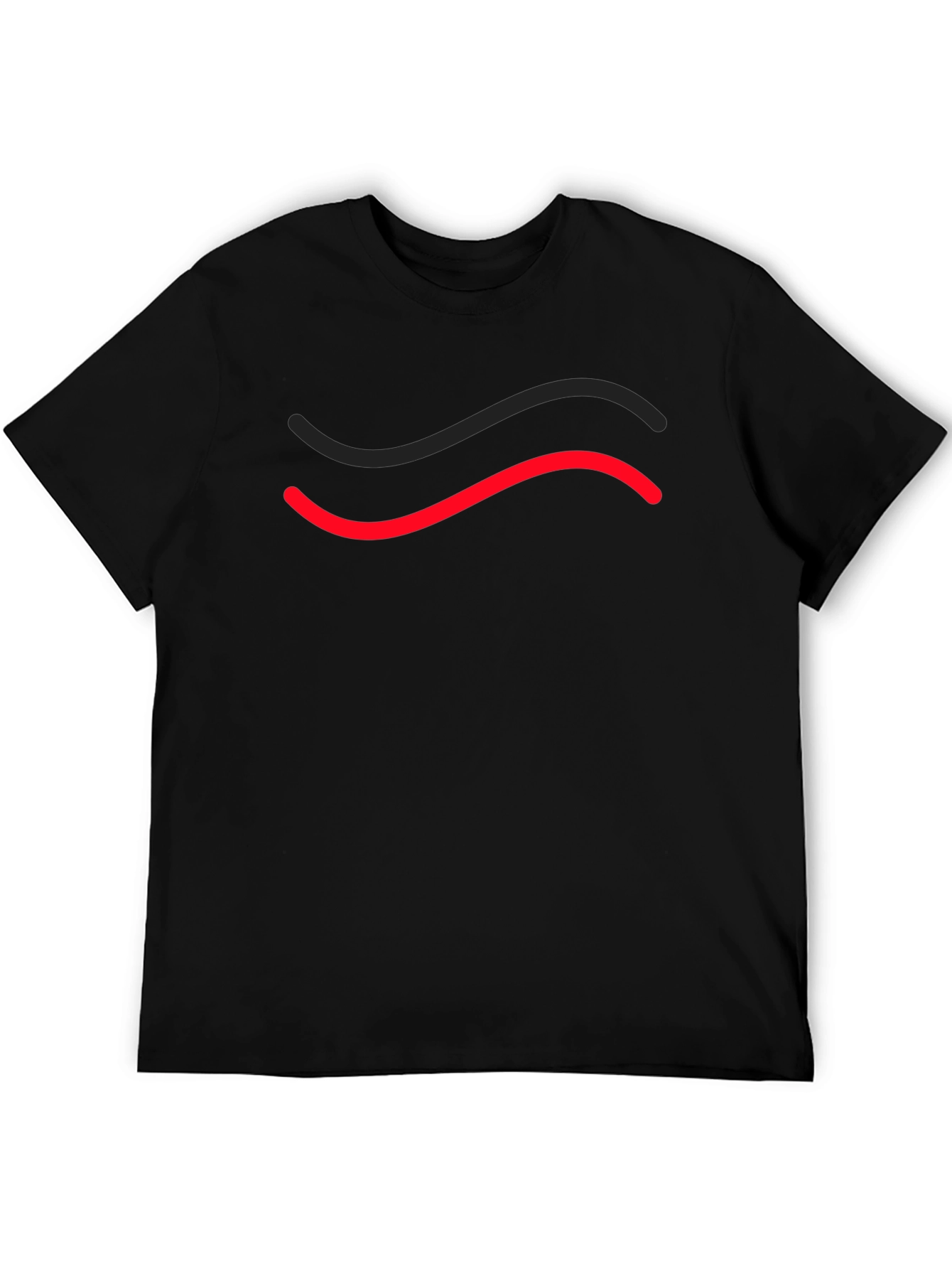 Mens Black T-Shirt with Red & Black Wave Design