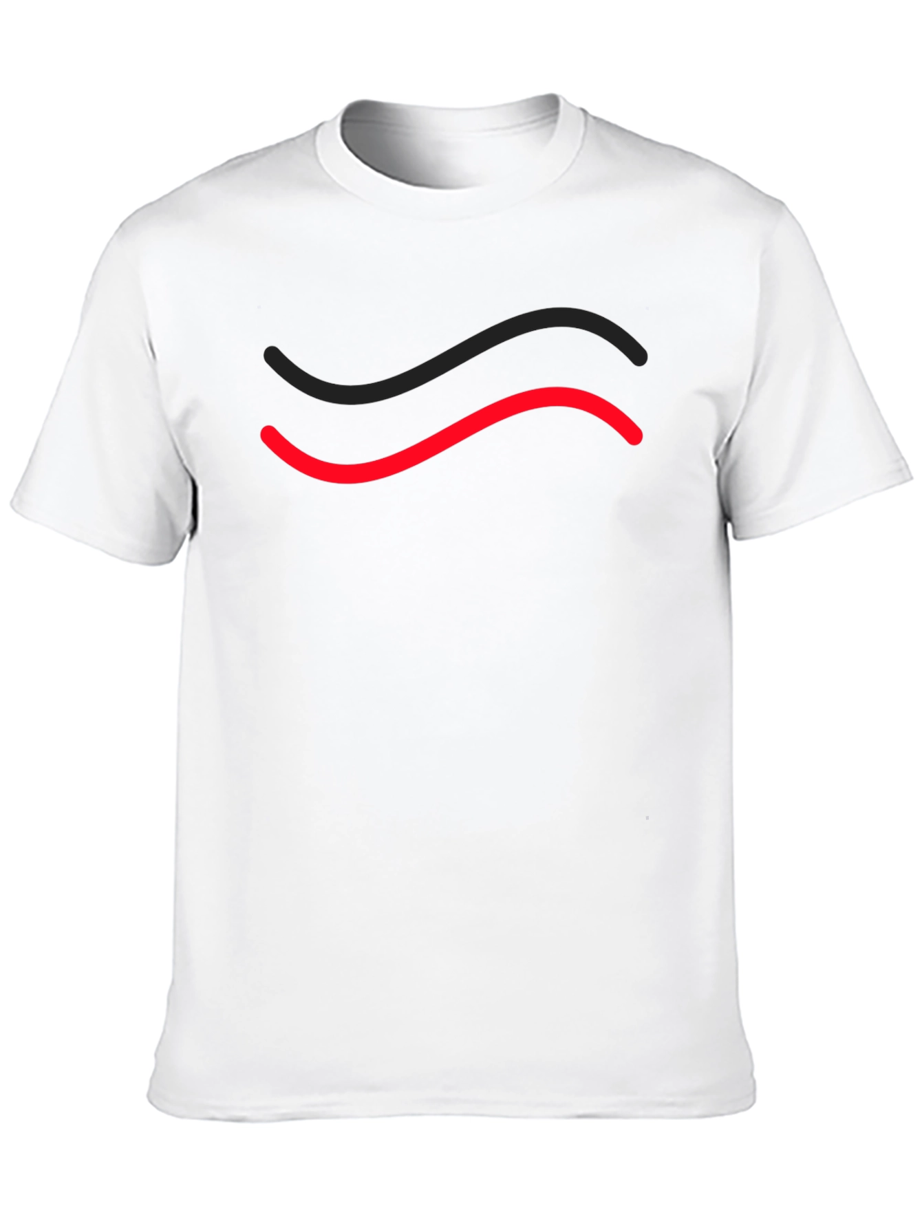 Mens Black T-Shirt with Red & Black Wave Design