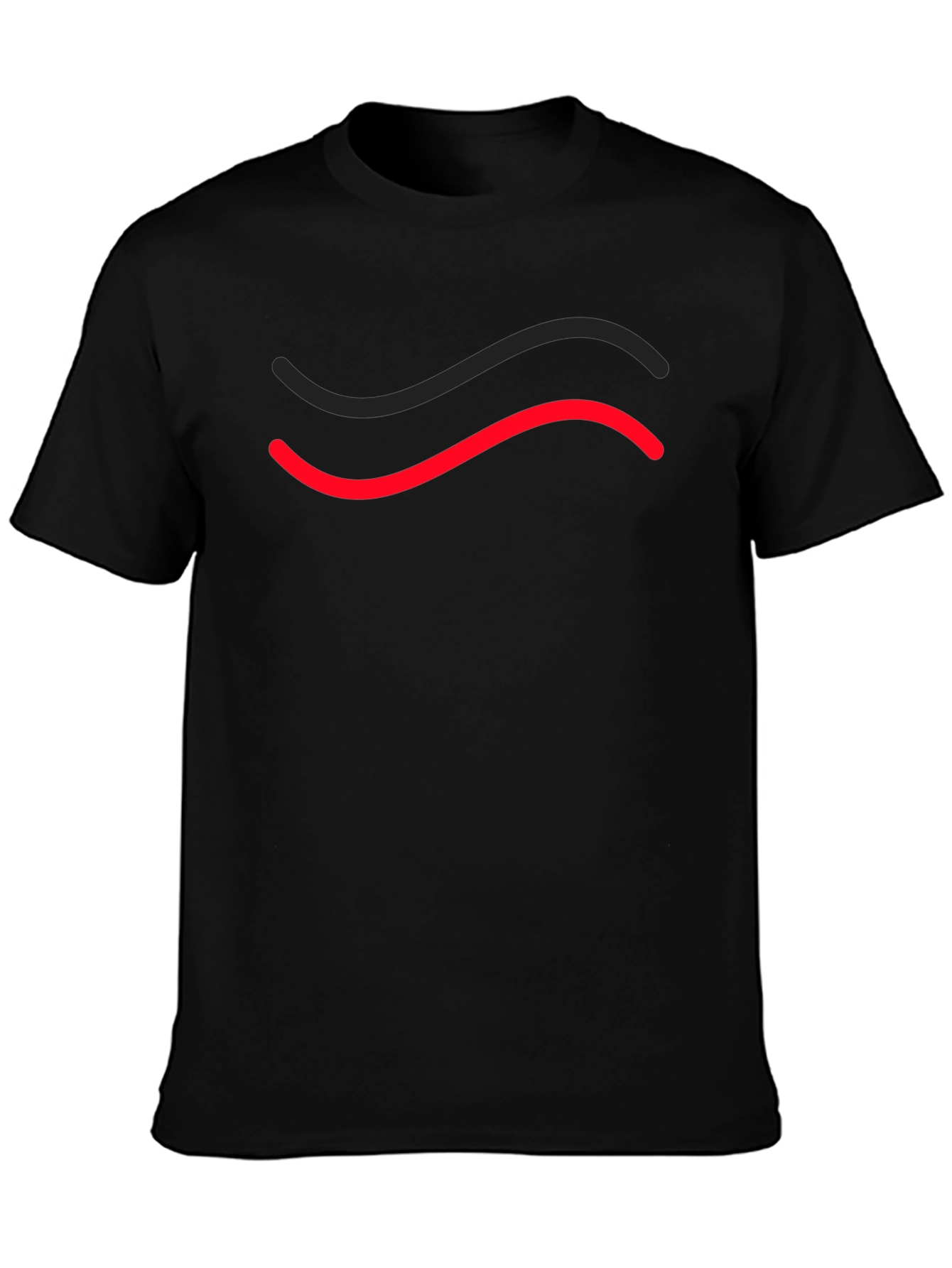 Mens Black T-Shirt with Red & Black Wave Design