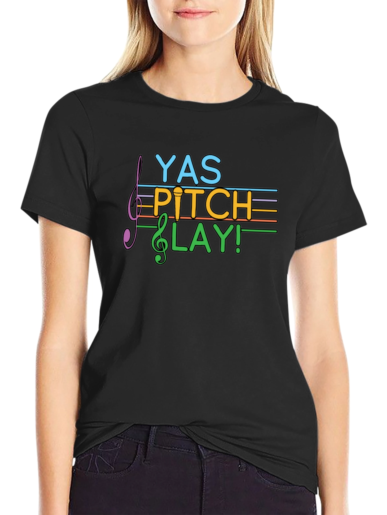 YAS Pitch Lay! Black Graphic Tee