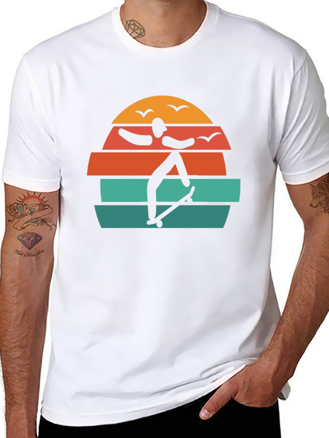 Retro Skateboarder Sunset Graphic Tee