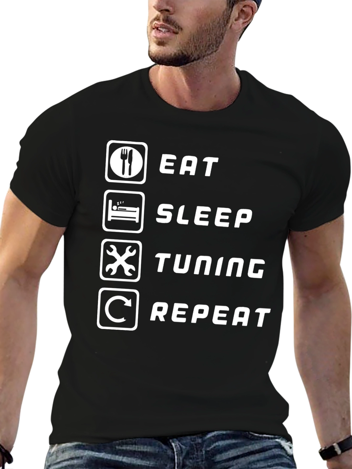 Eat Sleep Tuning Repeat Graphic Tee - Black T-Shirt