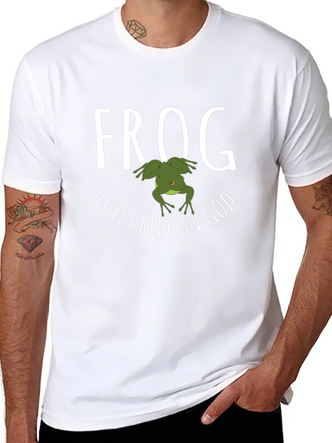 Frog Fully Rely on God Graphic T-Shirt