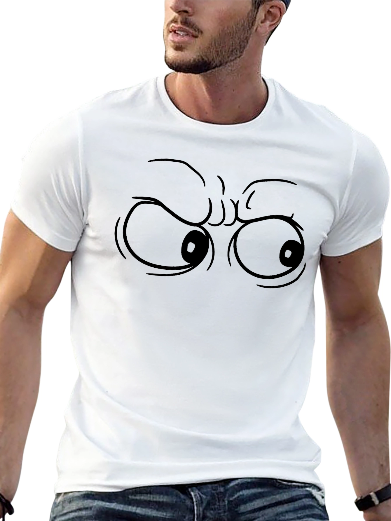 Grumpy Eyes Graphic Tee - Mens Black T-Shirt