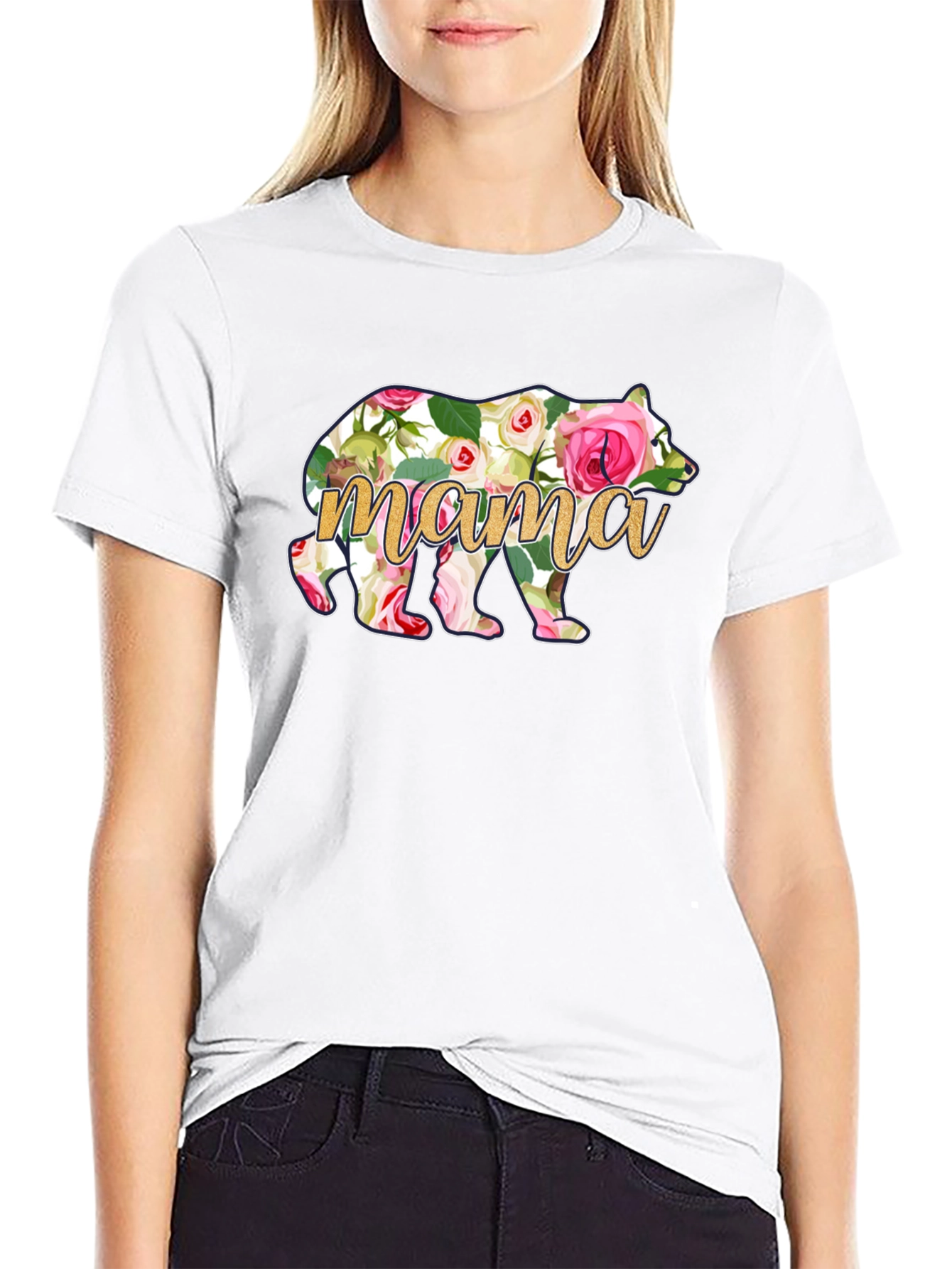 Mama Bear Floral Graphic T-Shirt
