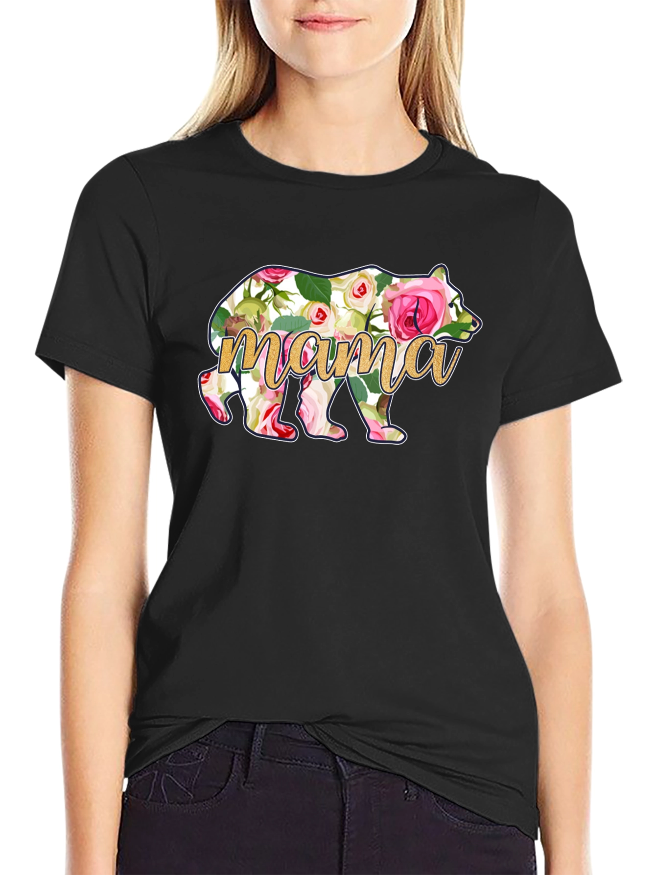 Mama Bear Floral Graphic T-Shirt
