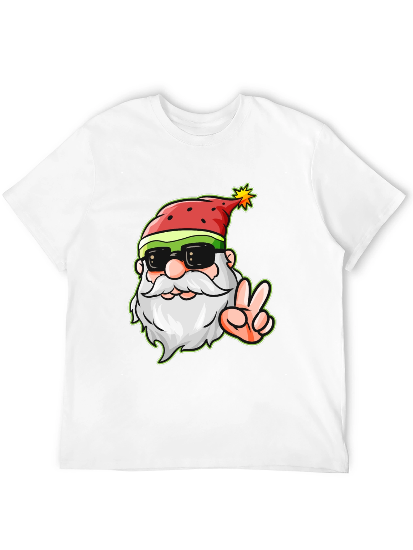 Cool Santa Peace Sign Black T-Shirt