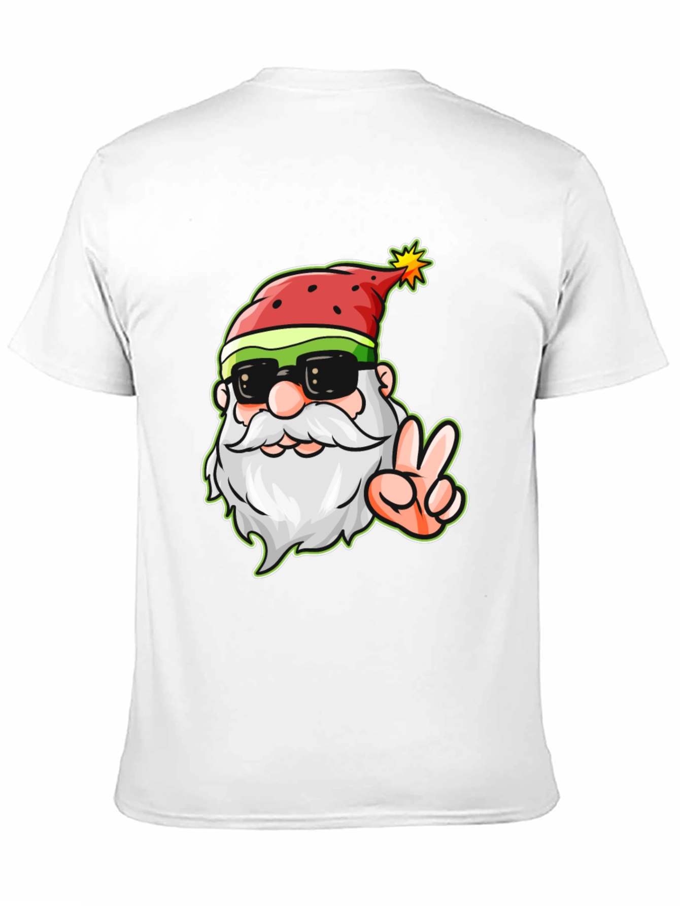 Cool Santa Peace Sign Black T-Shirt