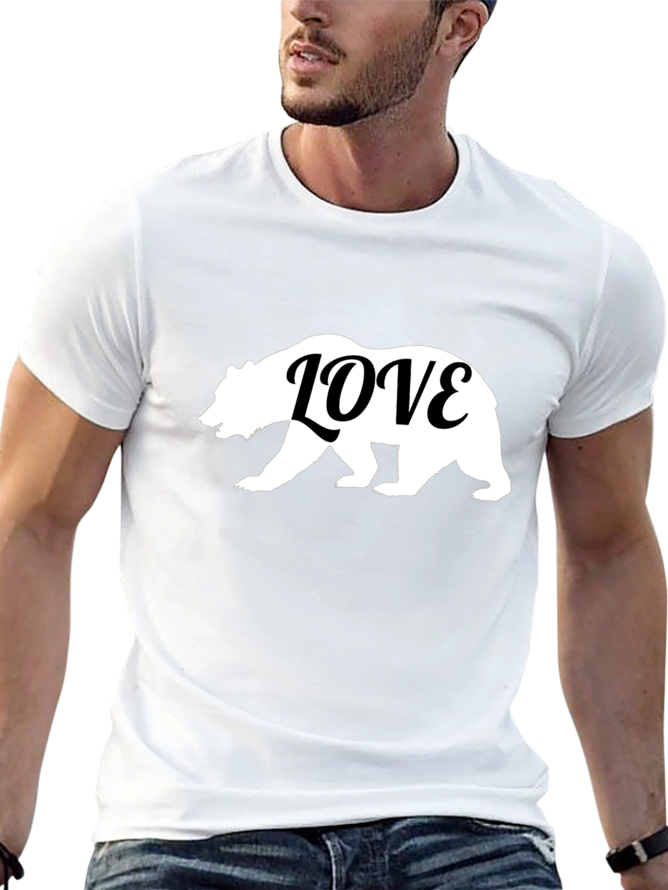 Bear Love Graphic Tee - Black Cotton T-Shirt