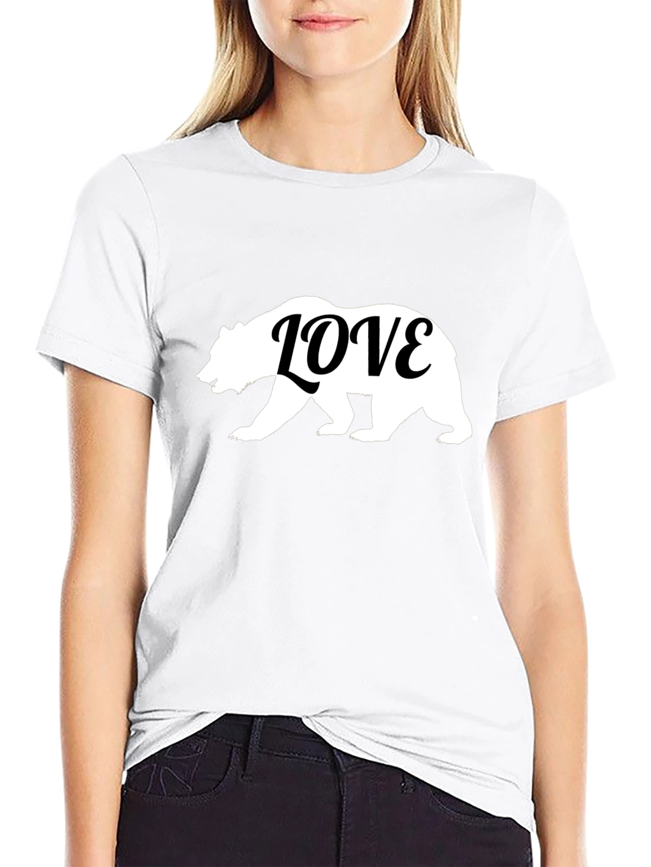 Bear Love Graphic Tee - Black Cotton T-Shirt