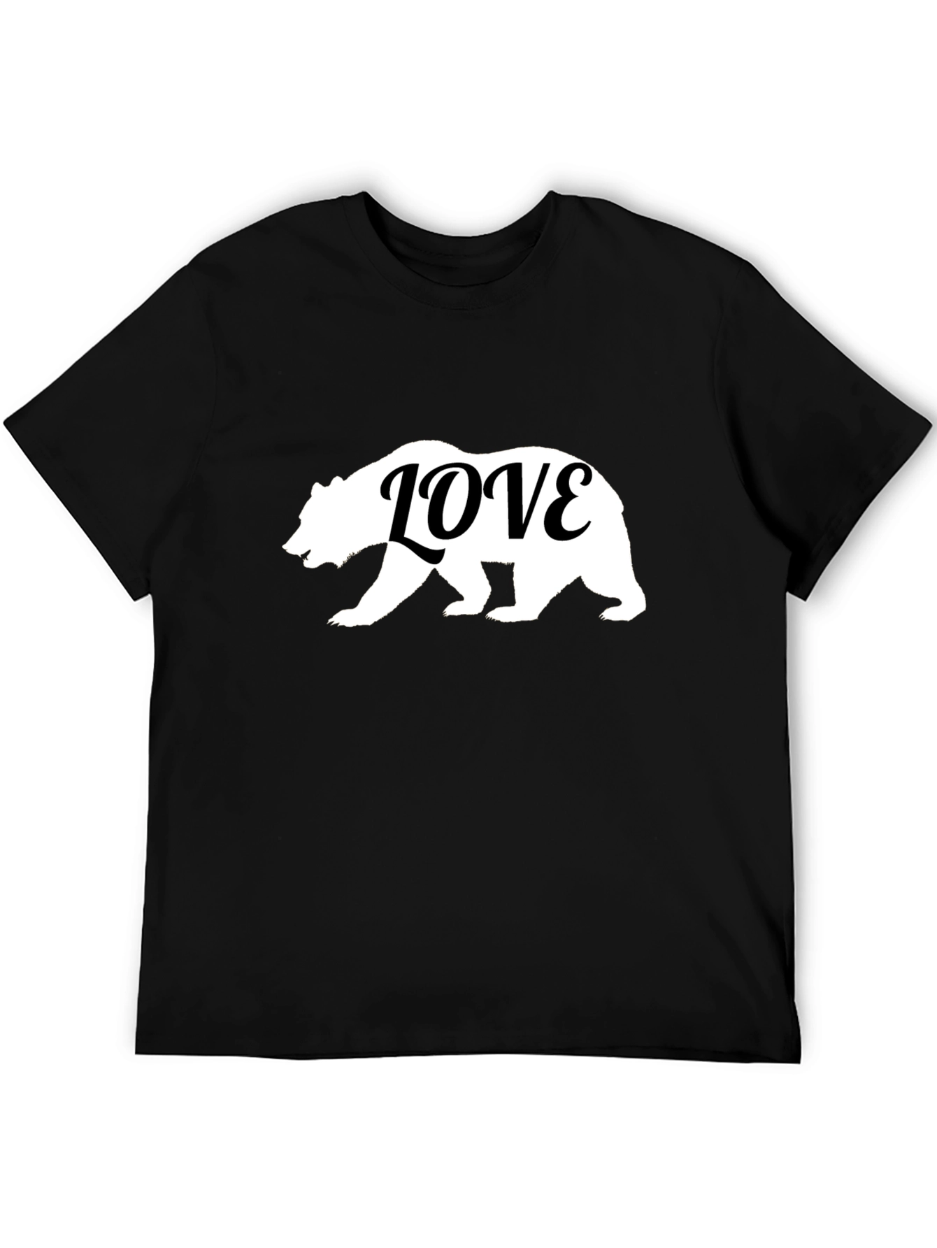 Bear Love Graphic Tee - Black Cotton T-Shirt