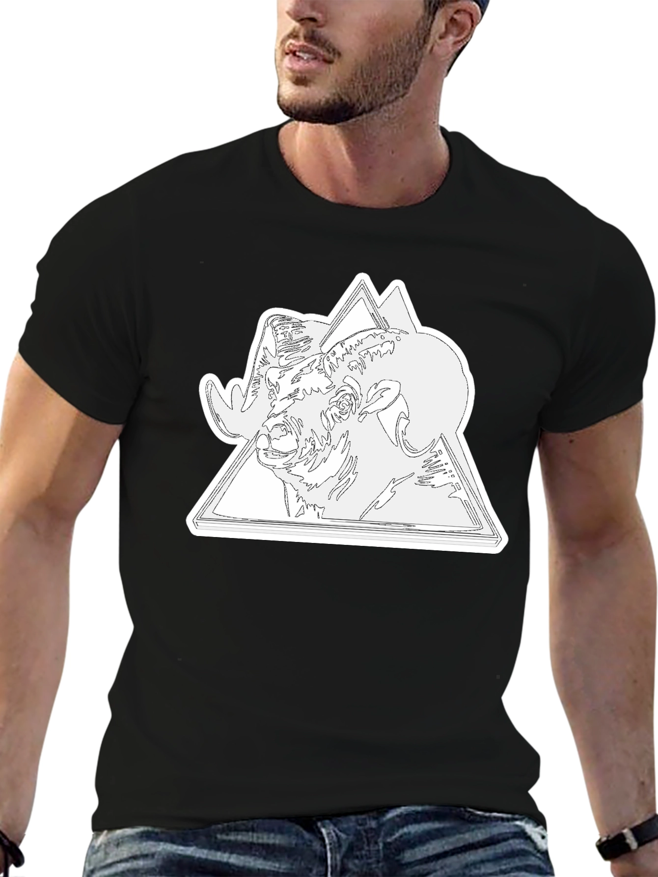 Ram & Mountain Graphic Tee - Black Cotton