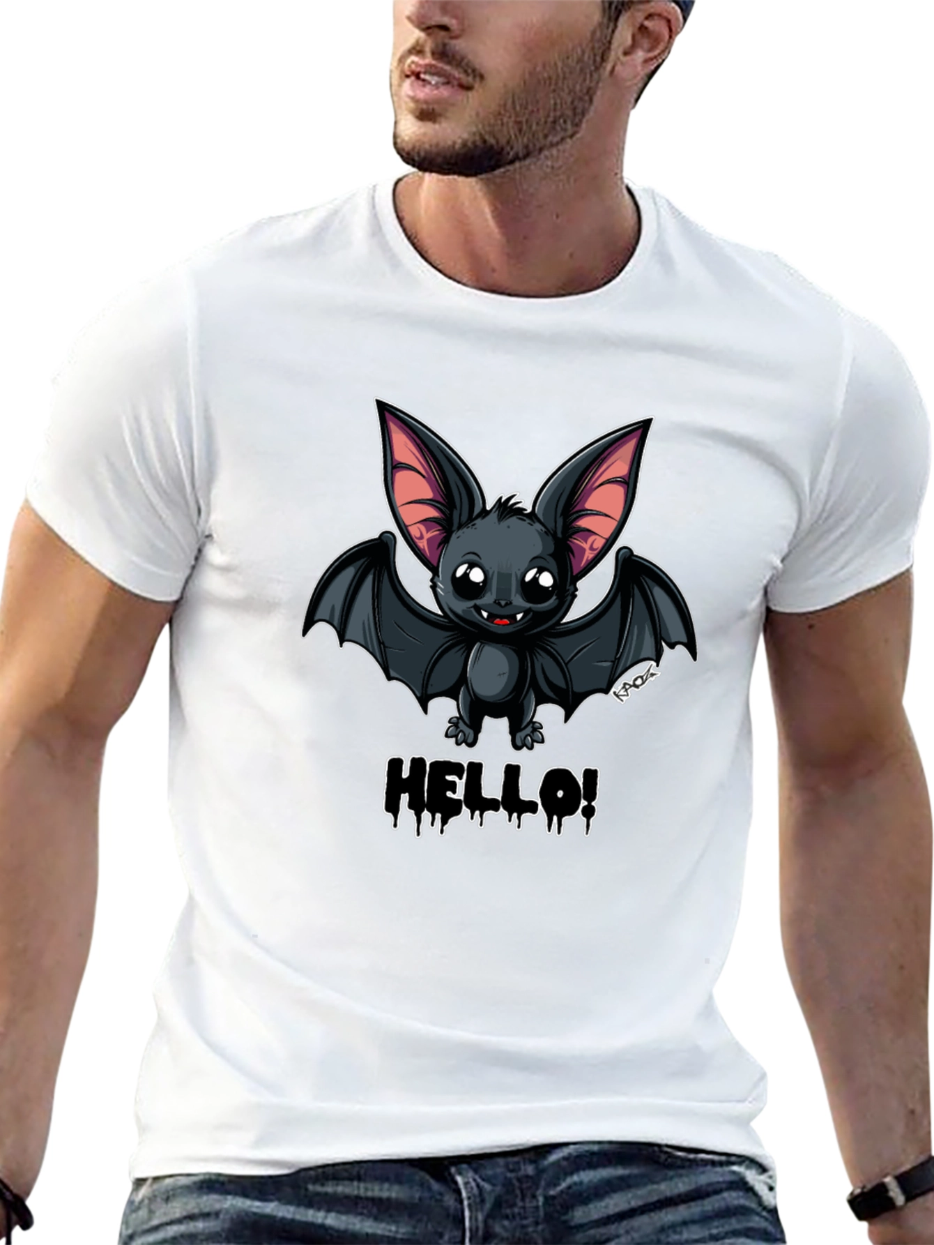 Cute Cartoon Bat T-Shirt - Hello!