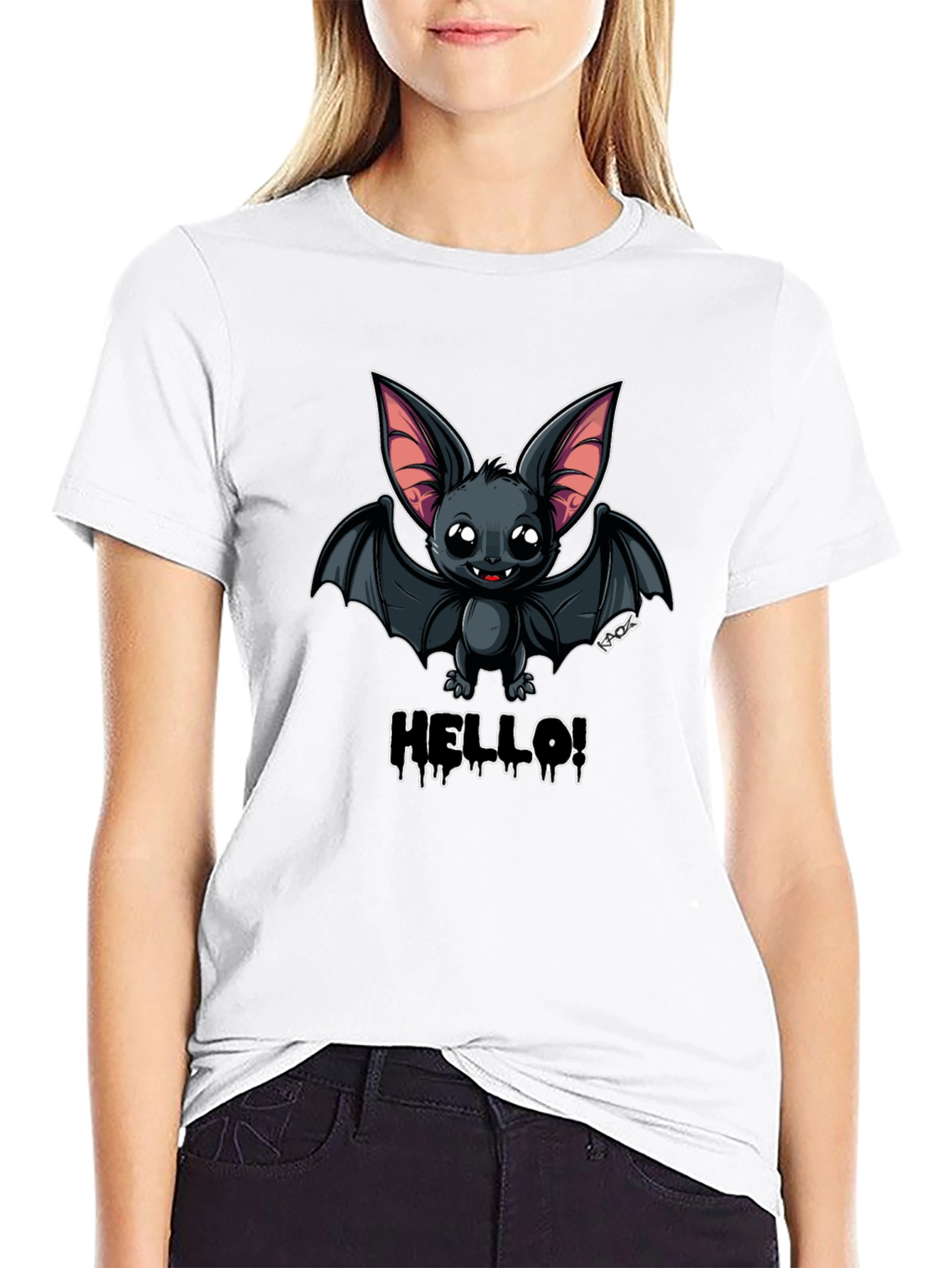 Cute Cartoon Bat T-Shirt - Hello!