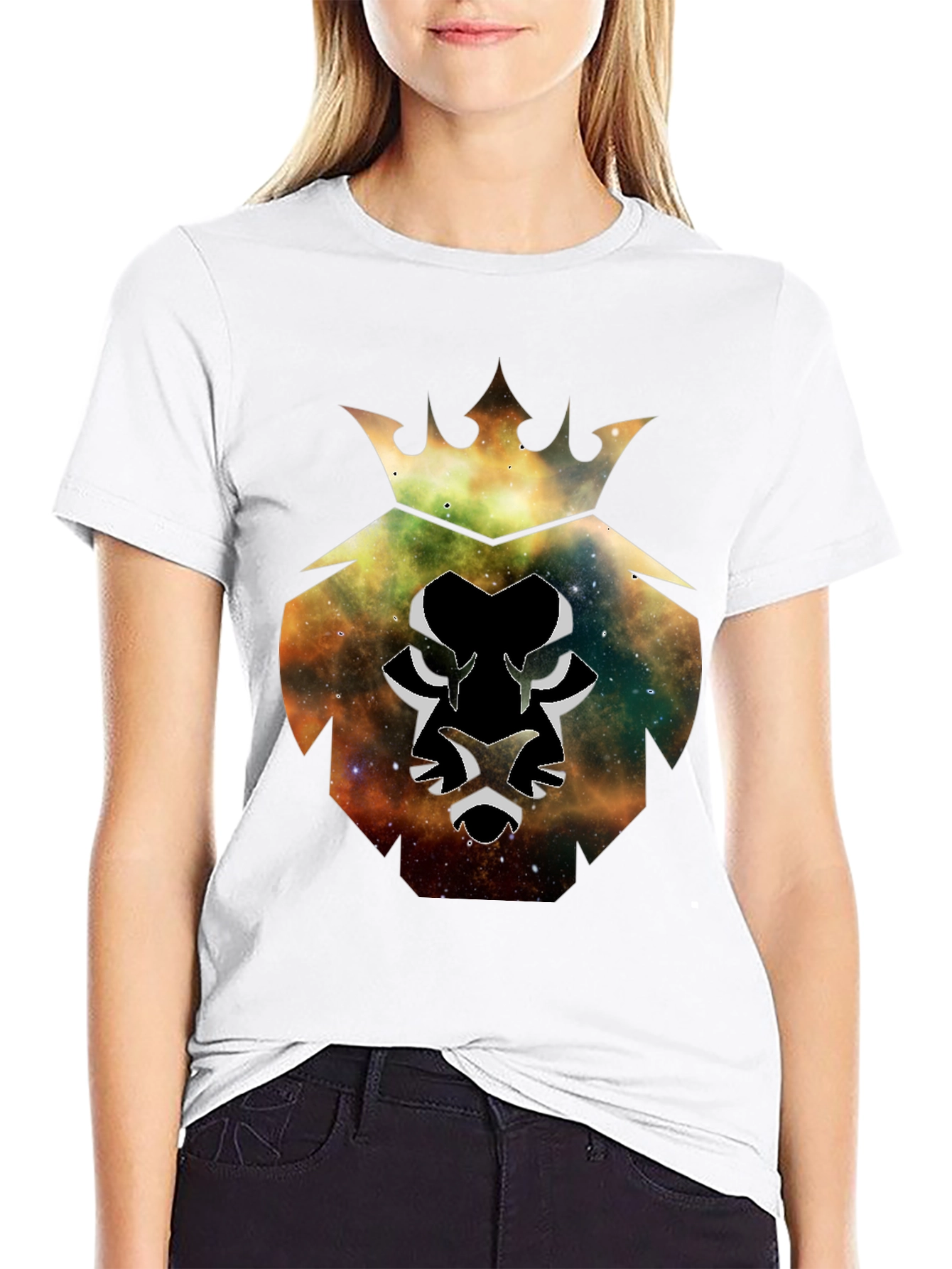 Galaxy Lion King Black T-Shirt