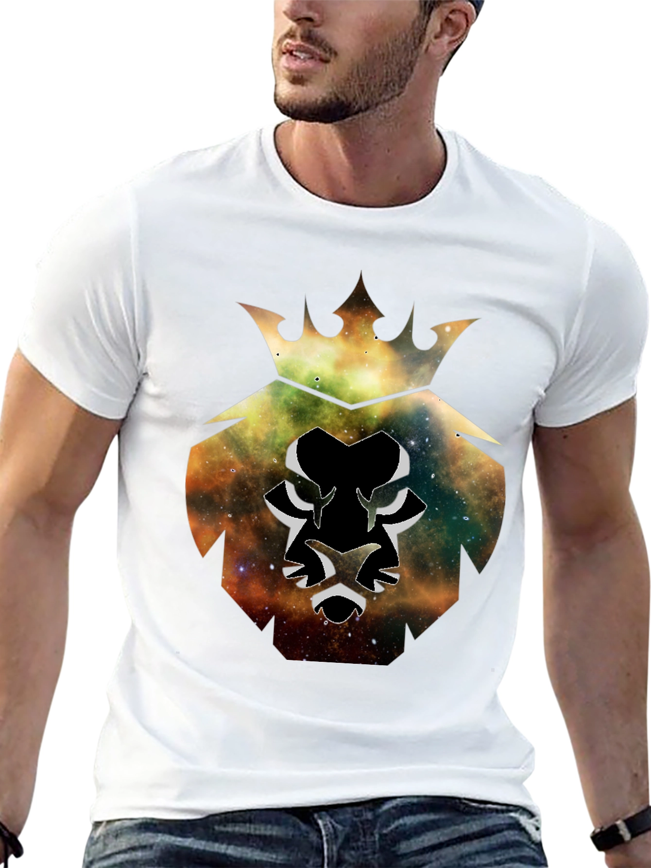 Galaxy Lion King Black T-Shirt