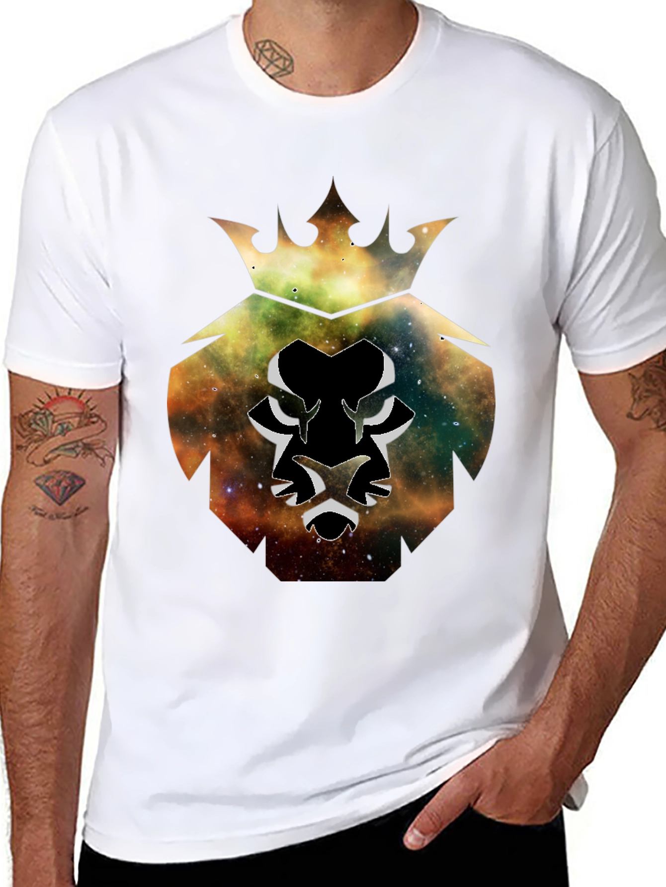 Galaxy Lion King Black T-Shirt