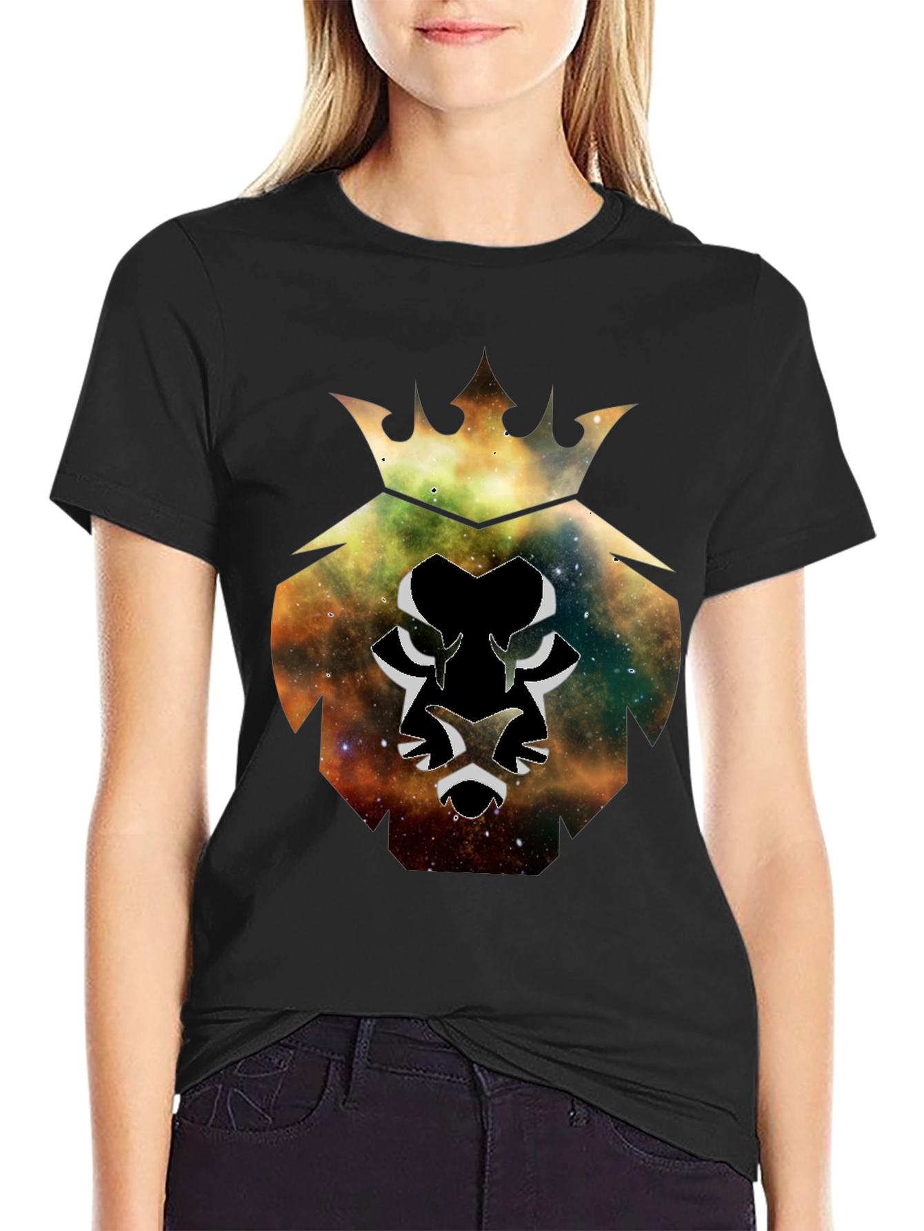 Galaxy Lion King Black T-Shirt