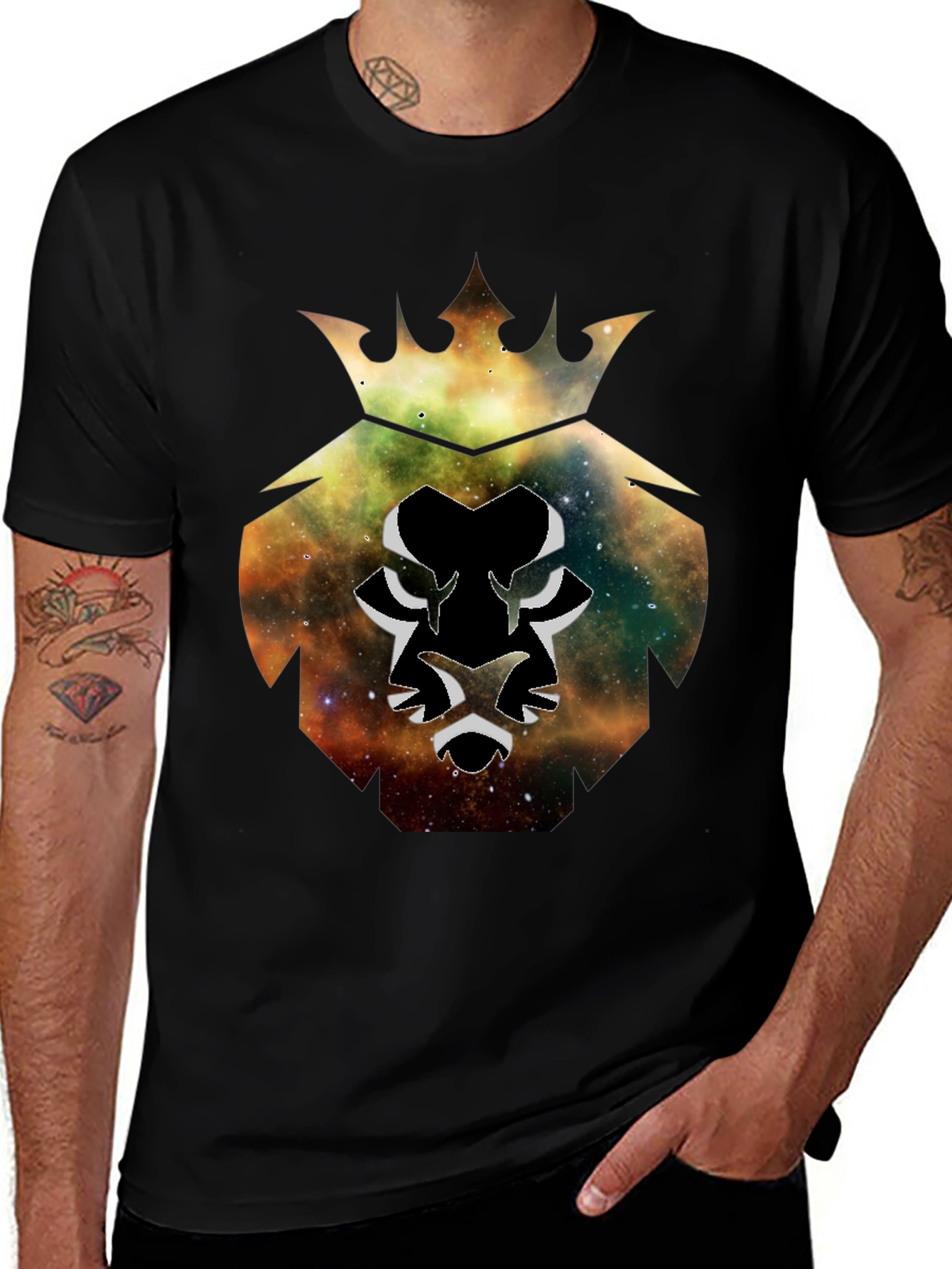 Galaxy Lion King Black T-Shirt
