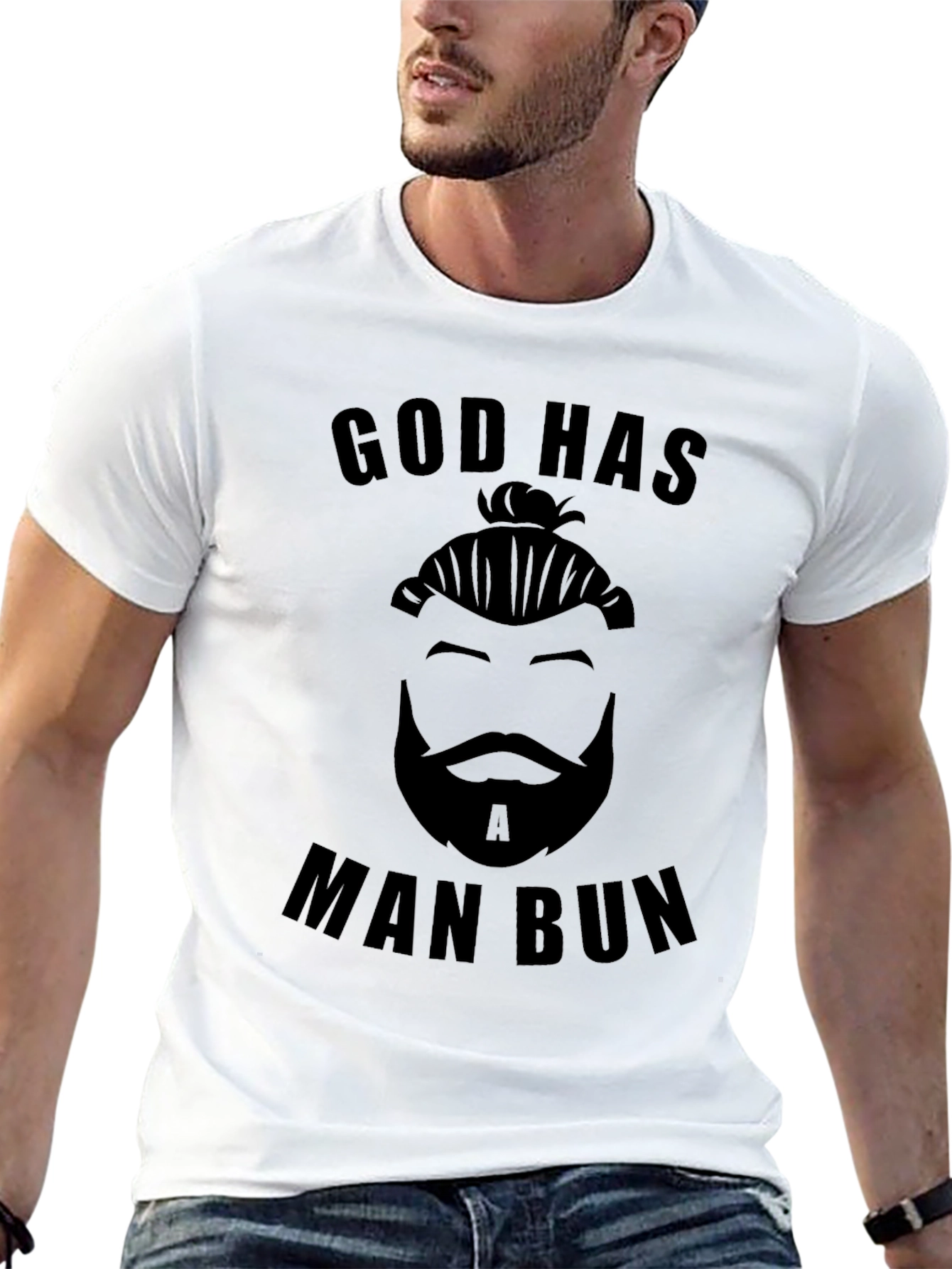 God Has A Man Bun Graphic Tee