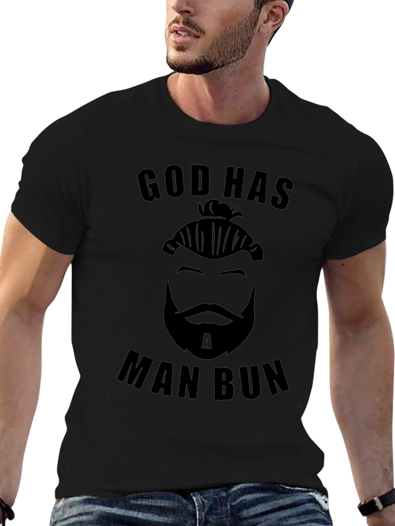 God Has A Man Bun Graphic Tee
