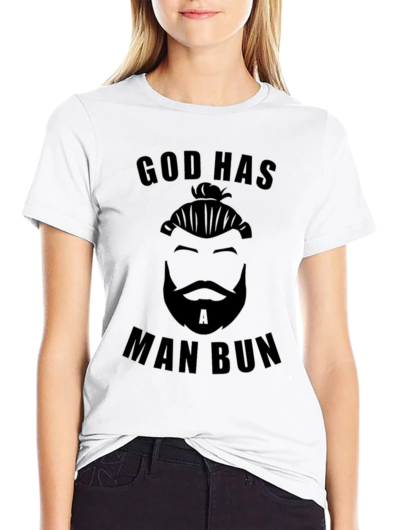 God Has A Man Bun Graphic Tee