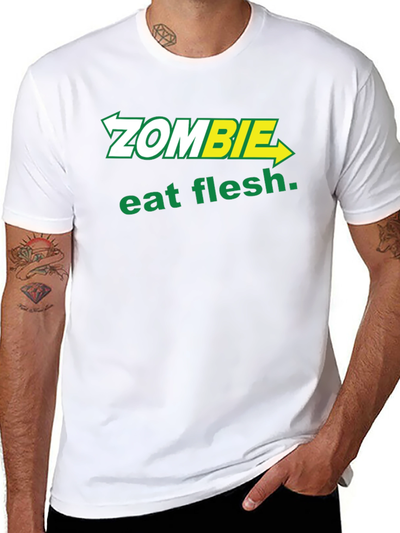 Zombie Eat Flesh T-Shirt - Funny Graphic Tee