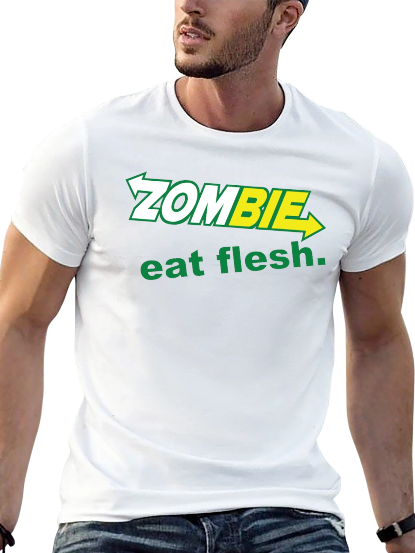 Zombie Eat Flesh T-Shirt - Funny Graphic Tee