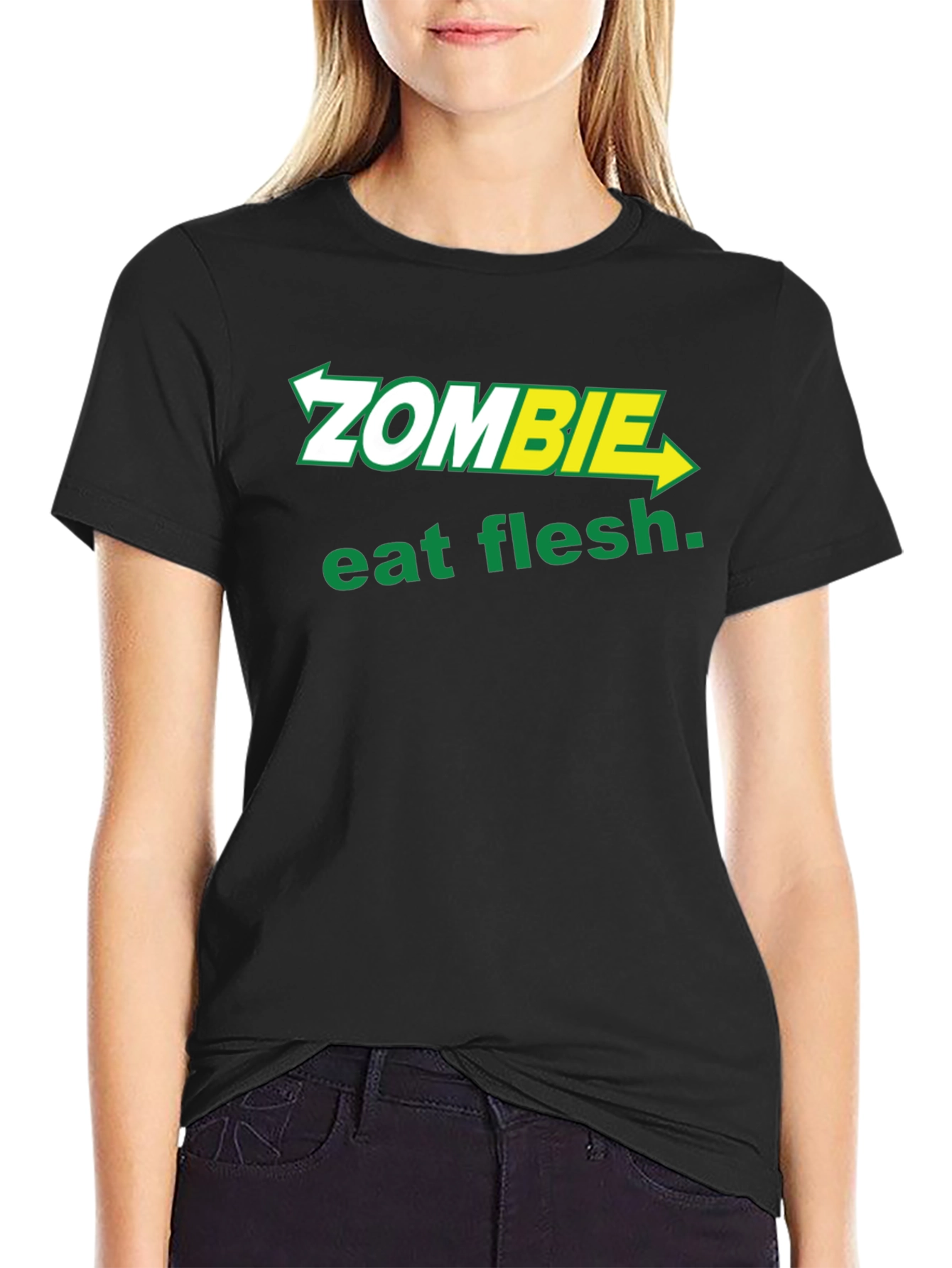 Zombie Eat Flesh T-Shirt - Funny Graphic Tee