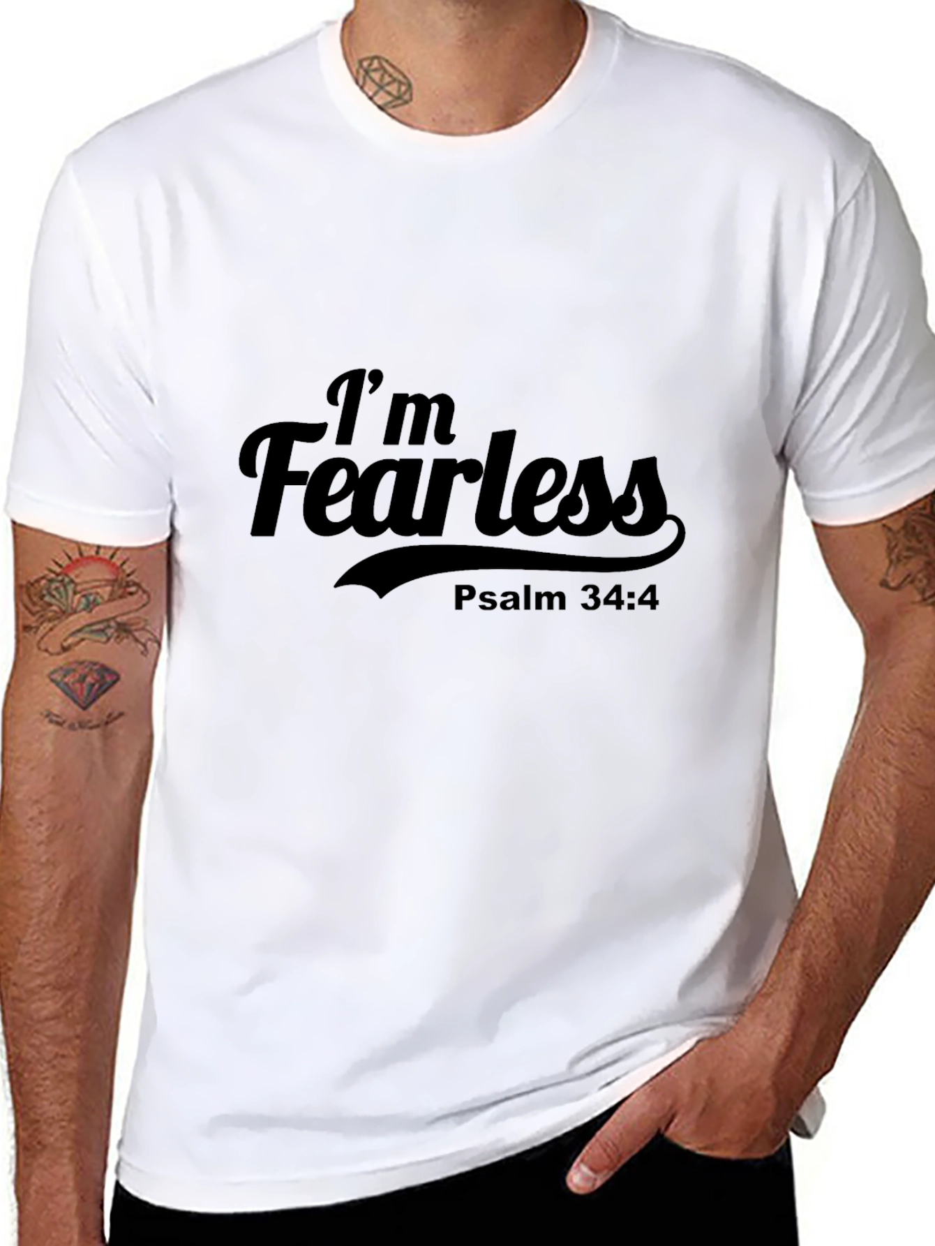 Im Fearless Psalm 34:4 Black T-Shirt