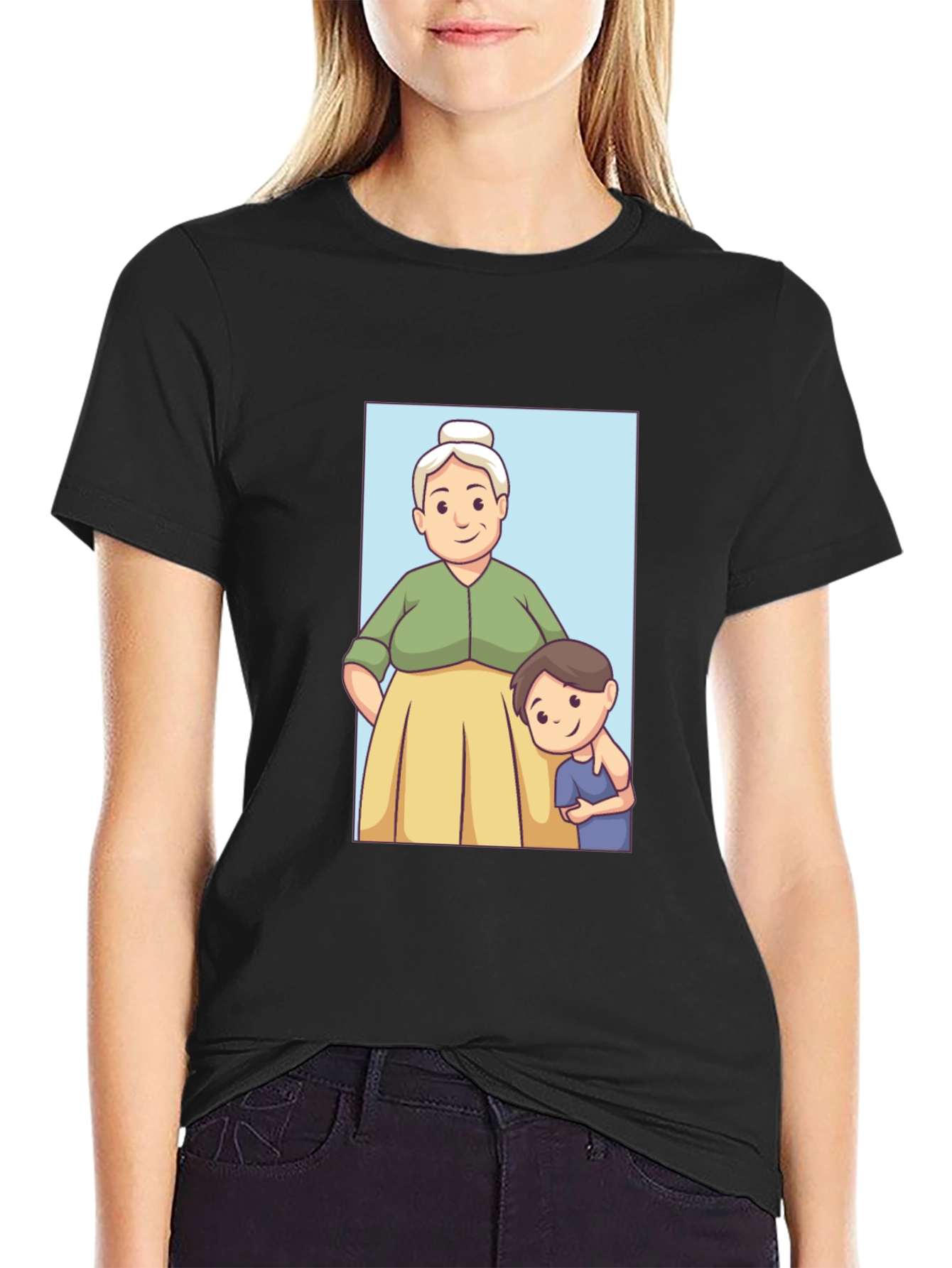 Cartoon Grandma and Grandson T-Shirt