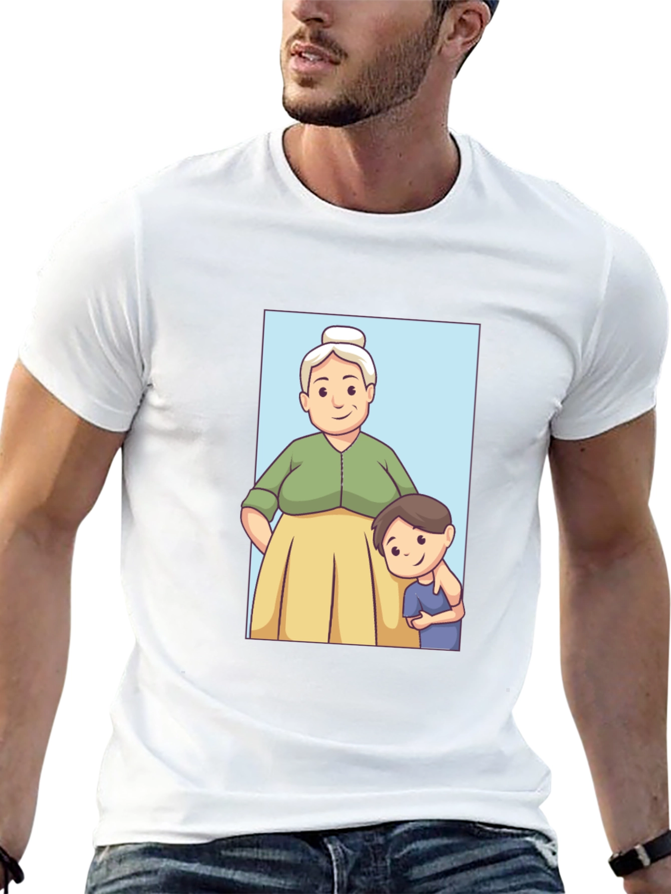 Cartoon Grandma and Grandson T-Shirt