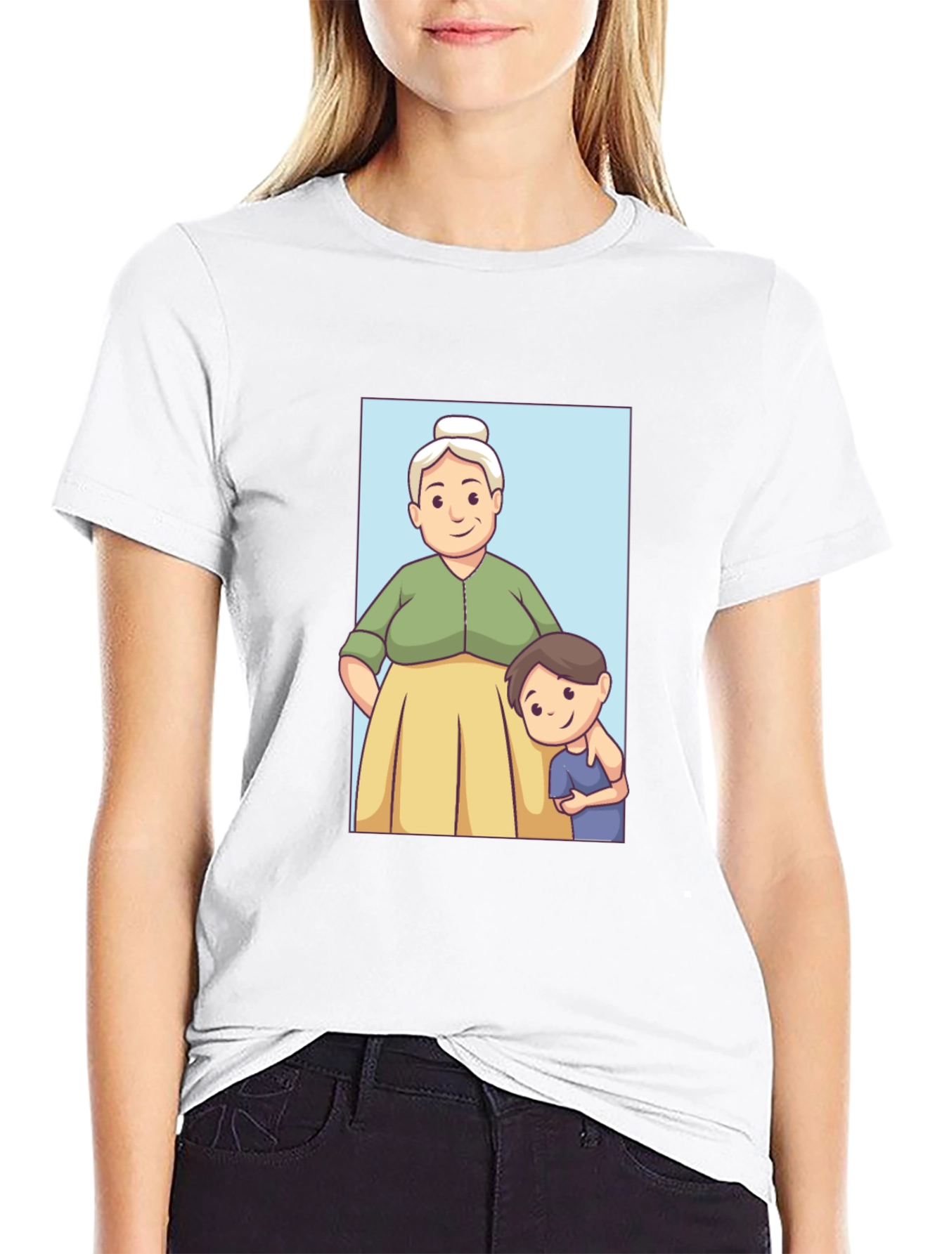 Cartoon Grandma and Grandson T-Shirt