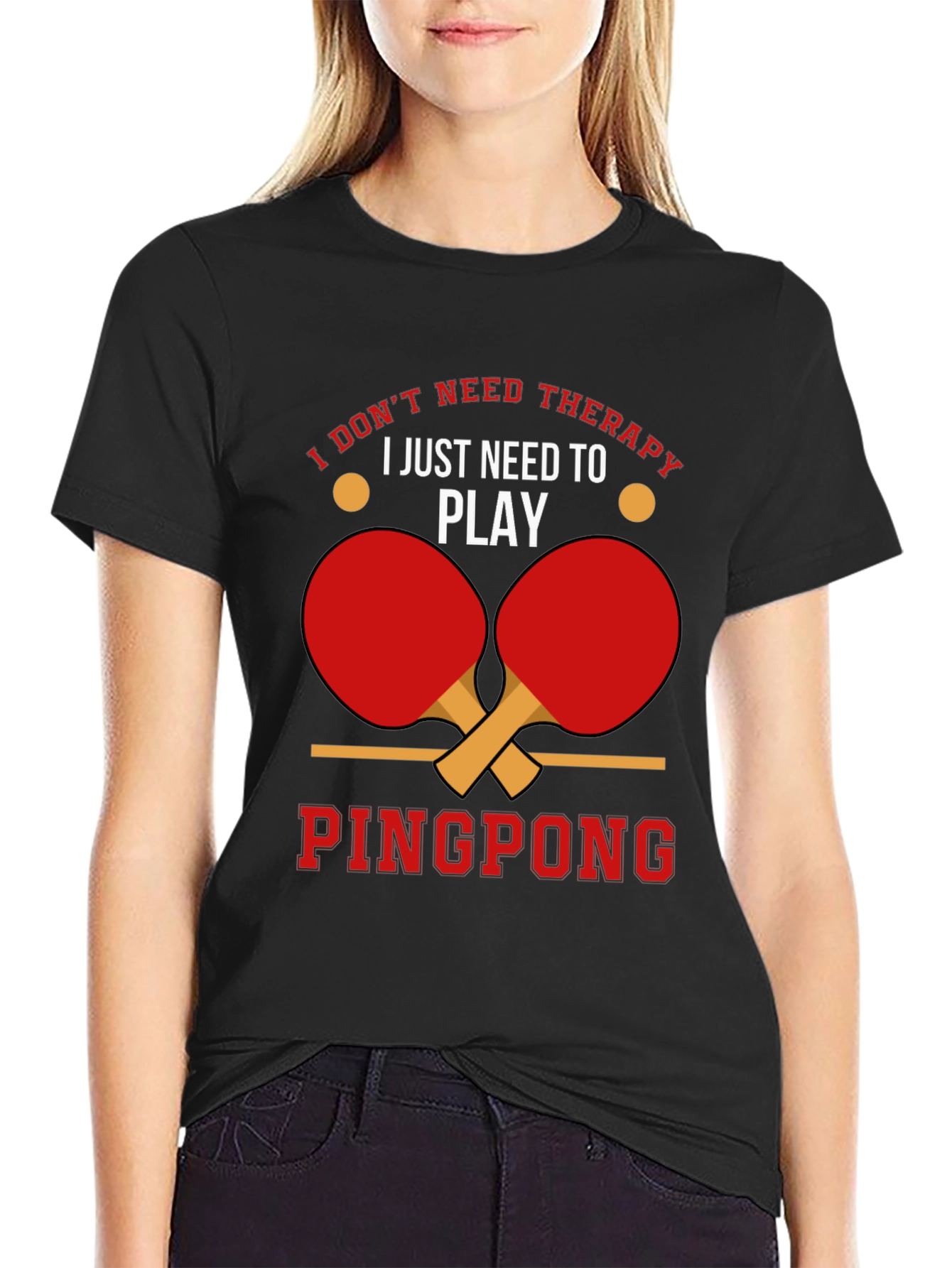 Ping Pong Therapy Black Graphic T-Shirt