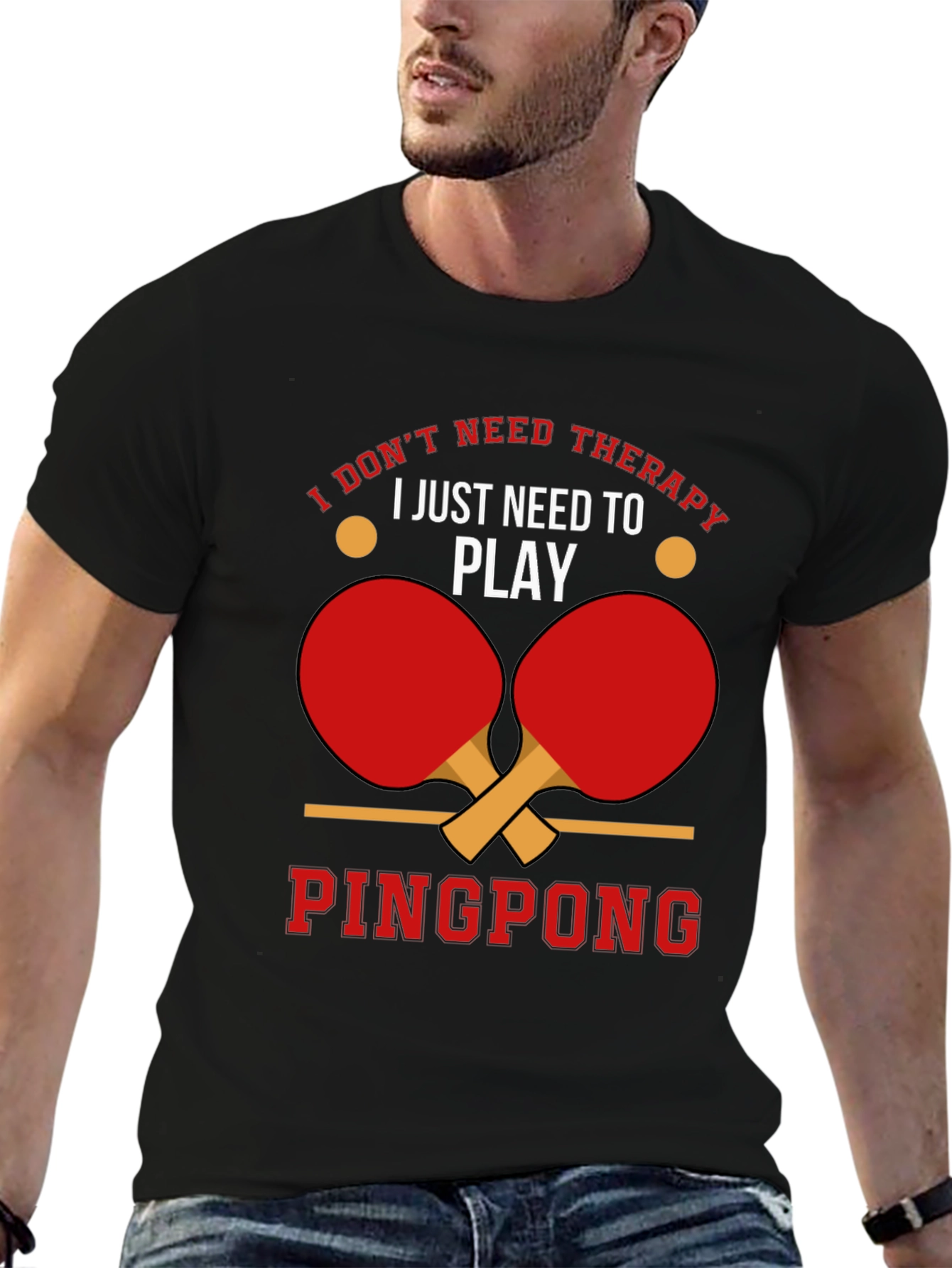 Ping Pong Therapy Black Graphic T-Shirt