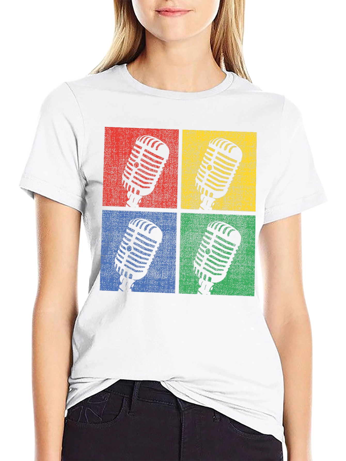 Retro Microphone Graphic Tee - Classic Pop Art Shirt