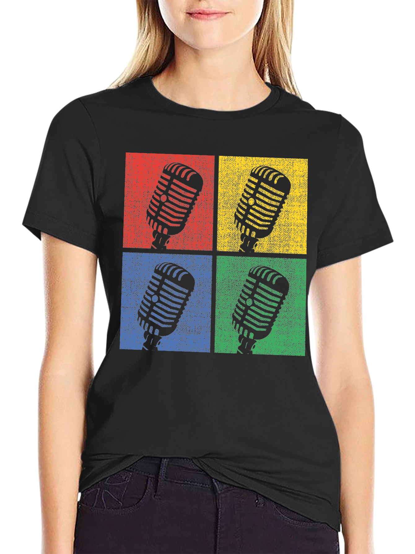 Retro Microphone Graphic Tee - Classic Pop Art Shirt