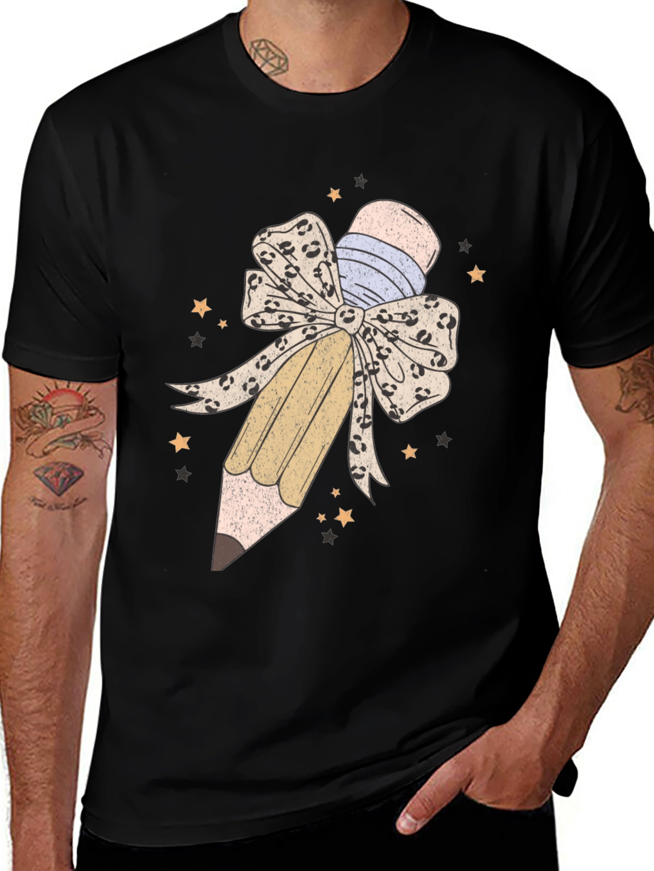 Pencil Bow Graphic Tee - Teacher Appreciation Shirt