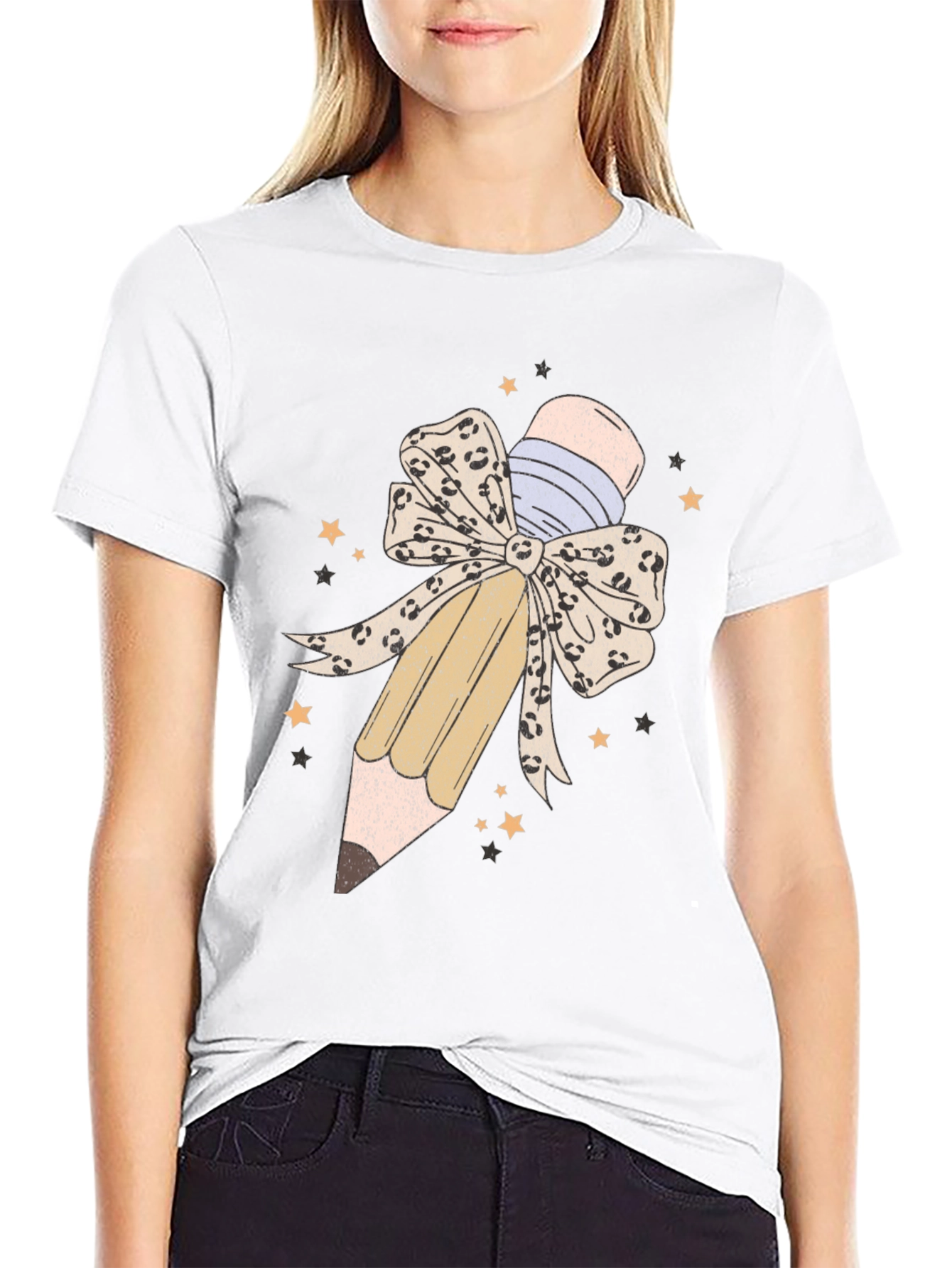 Pencil Bow Graphic Tee - Teacher Appreciation Shirt