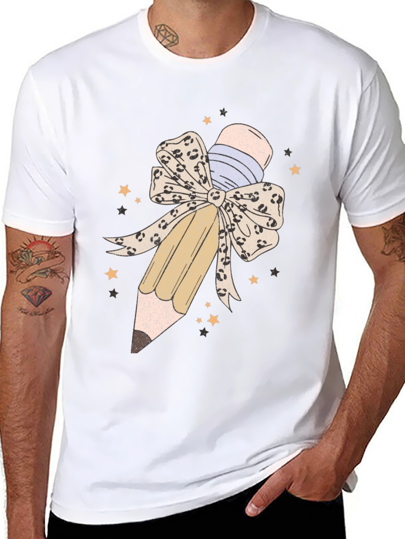 Pencil Bow Graphic Tee - Teacher Appreciation Shirt